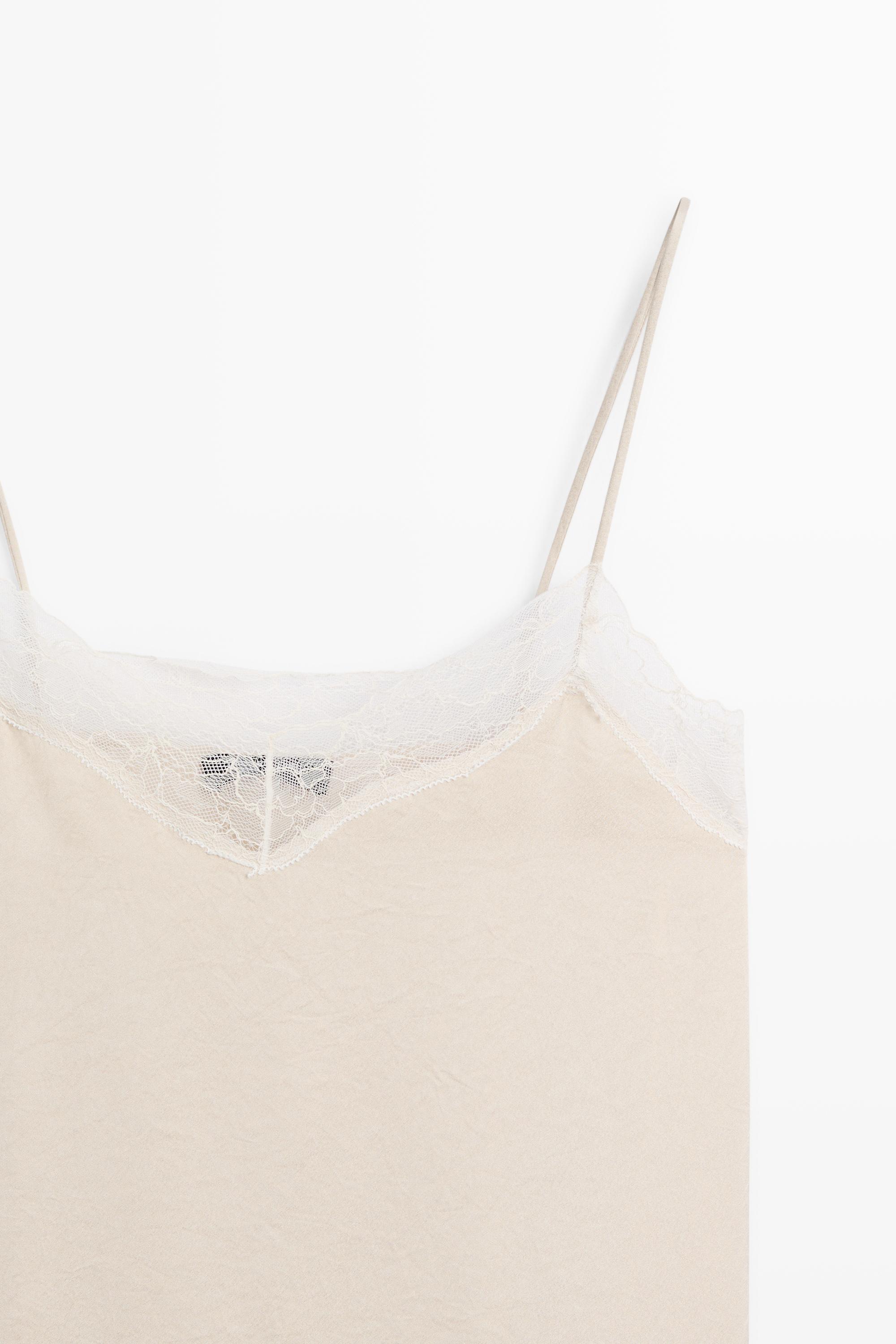 Strappy top with lace detail — CREAM