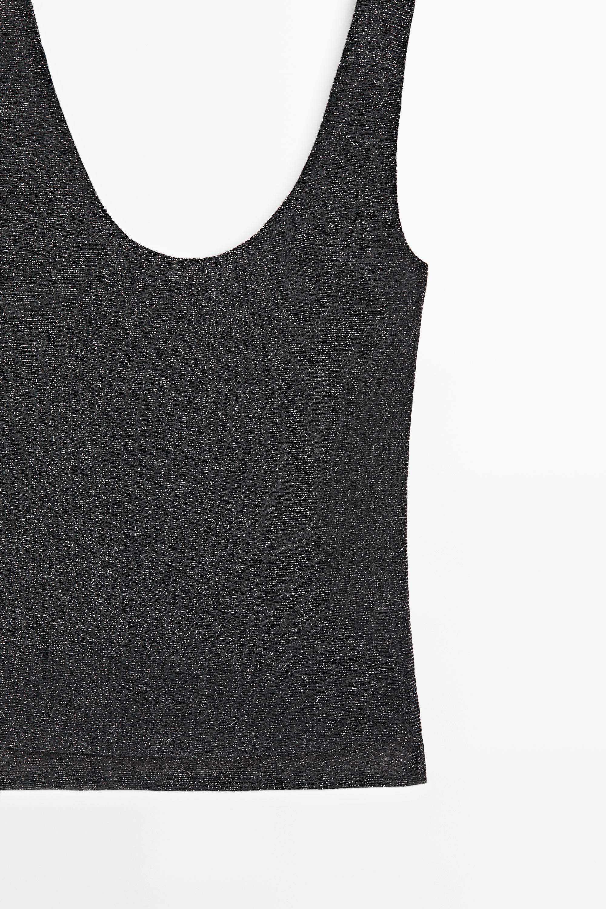 Semi-sheer metallic-effect strappy top — LEAD