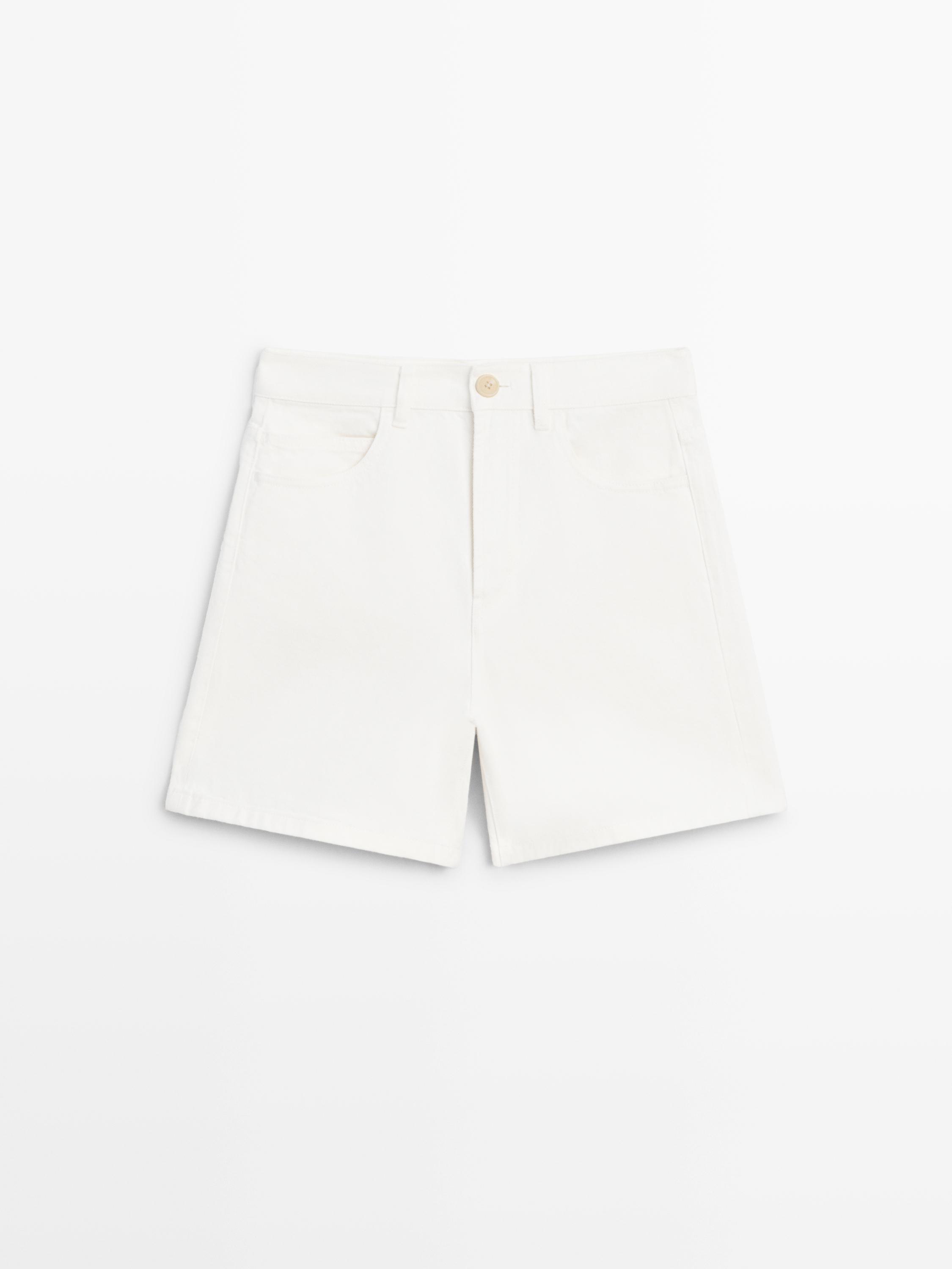 Mid-rise denim shorts