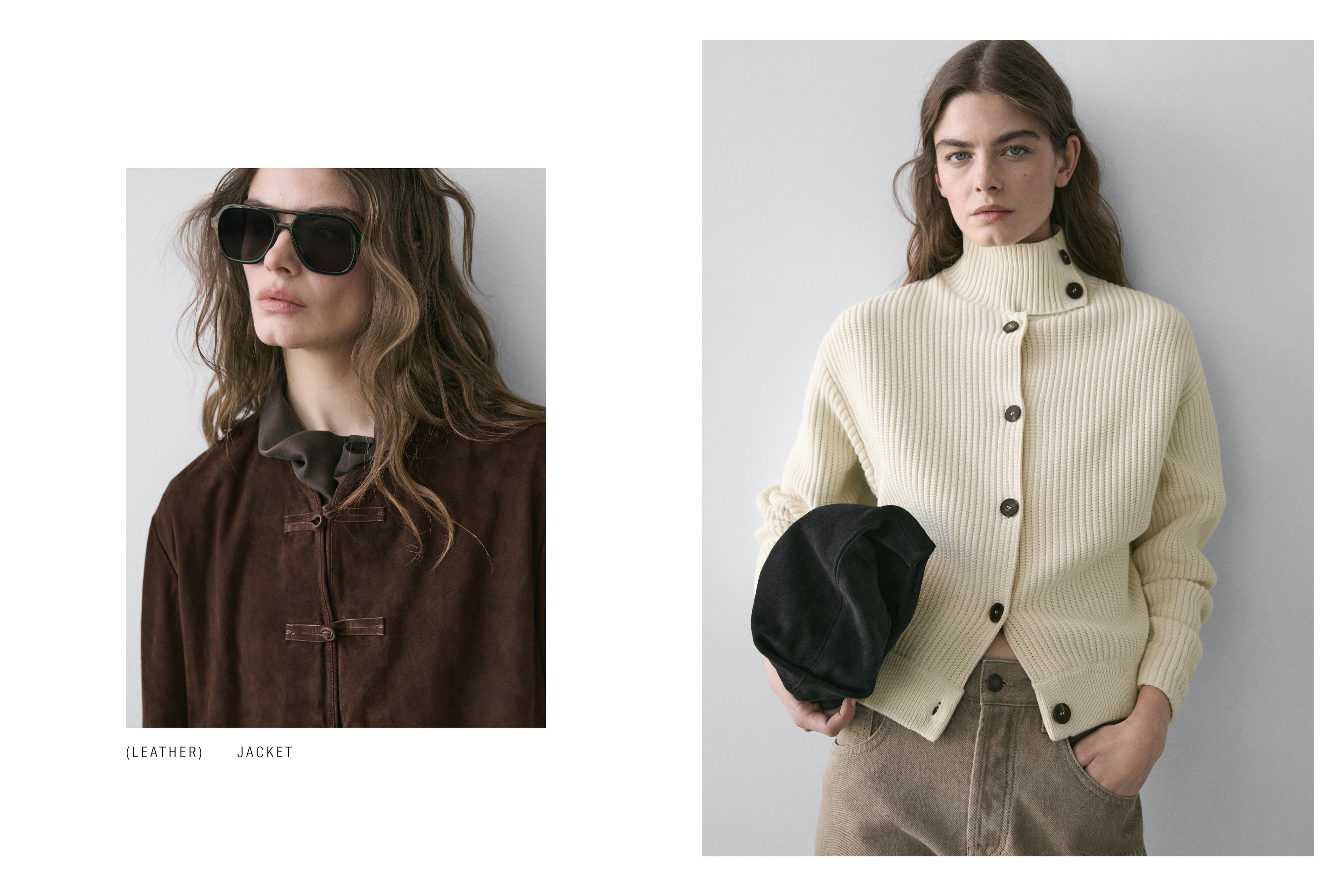 100% cotton turtleneck knit cardigan — CREAM