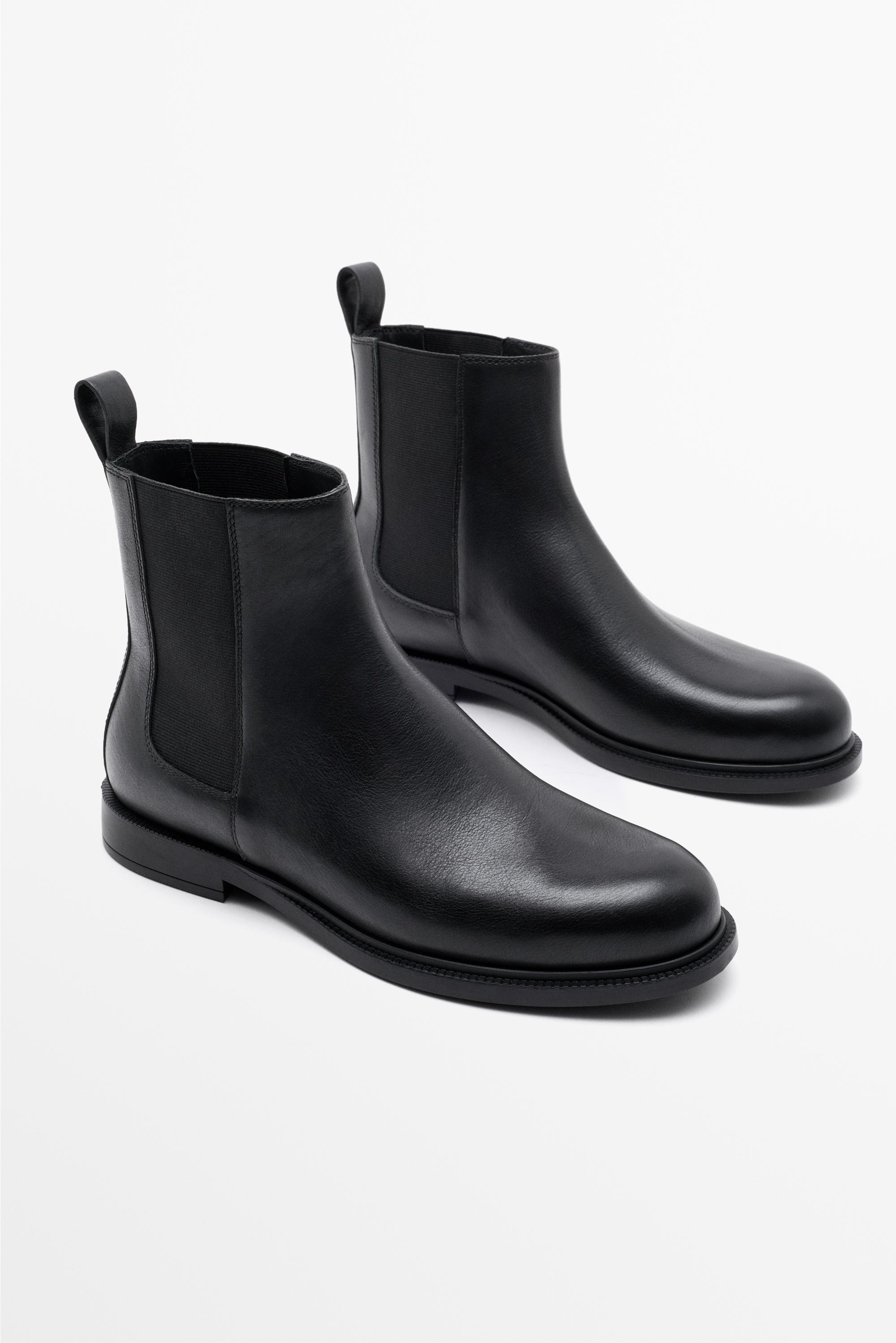 Leather Chelsea ankle boots — BLACK