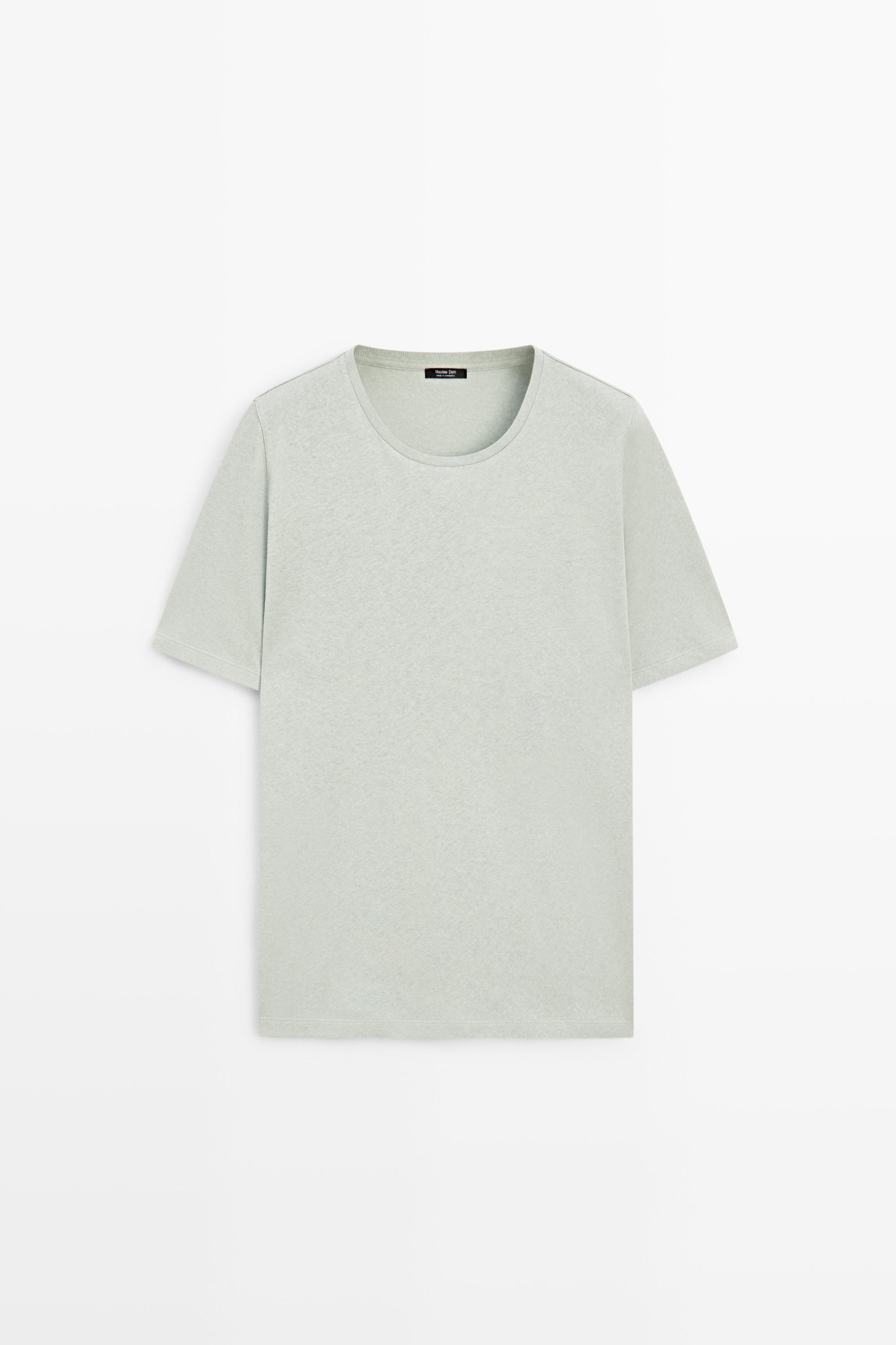 Short sleeve linen and cotton T-shirt — GREEN