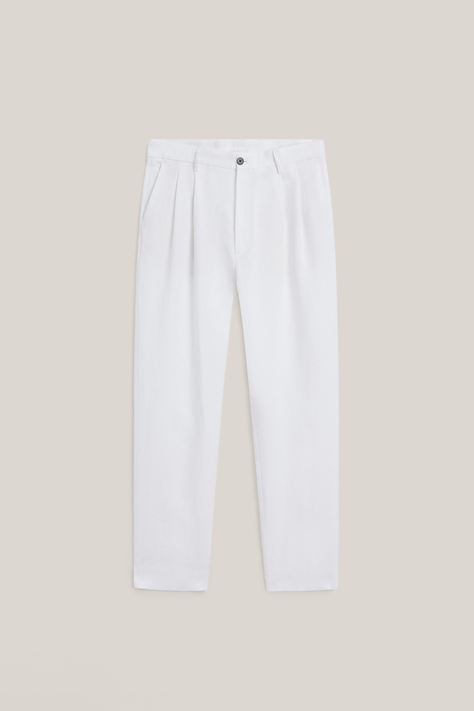 Linen trousers with double dart details - LIMITED EDITION — WHITE