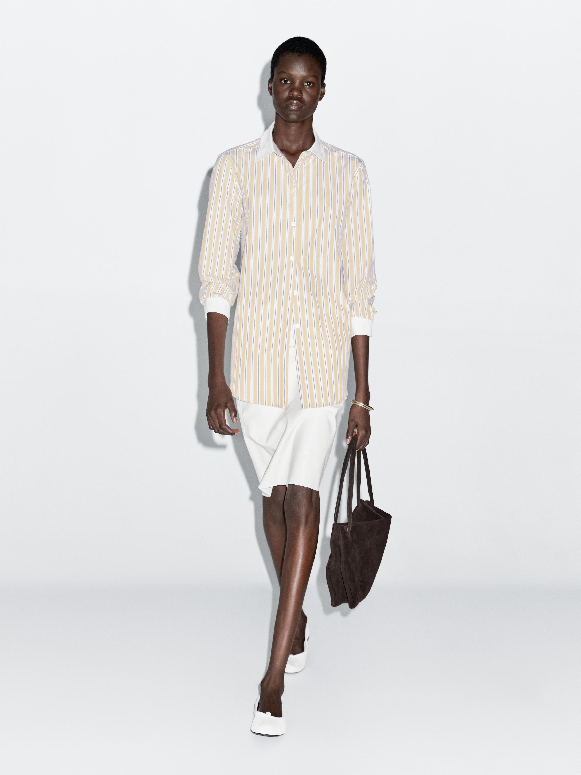 Striped shirt with contrast detail