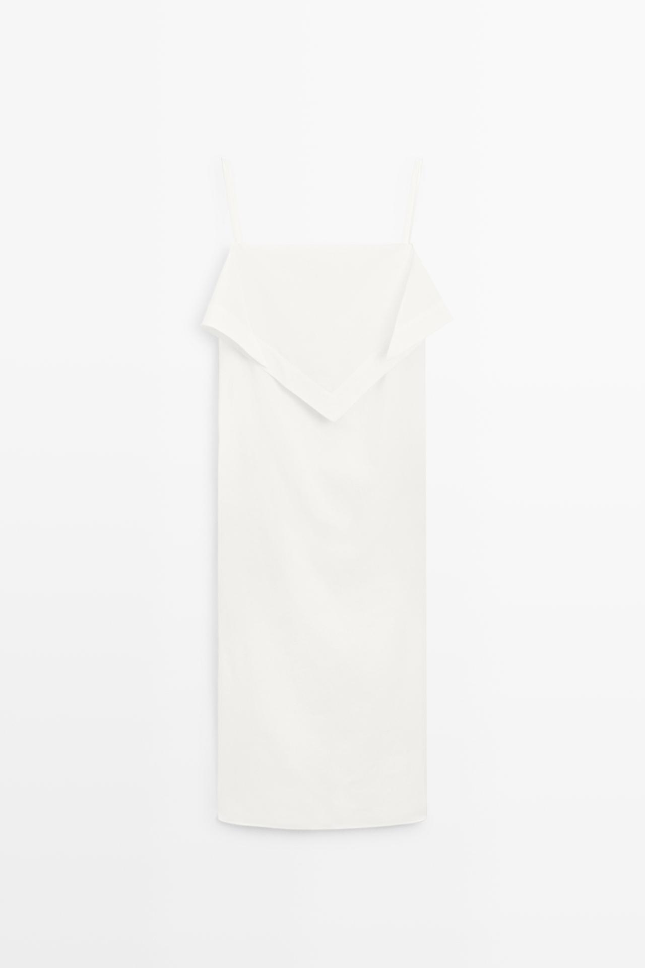 Scarf detail midi dress - STUDIO — WHITE