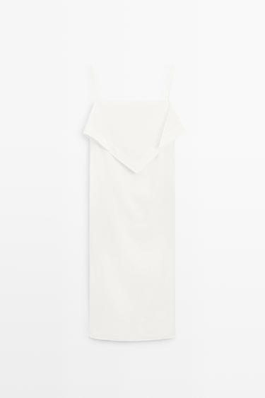 Scarf detail midi dress - STUDIO — WHITE 2
