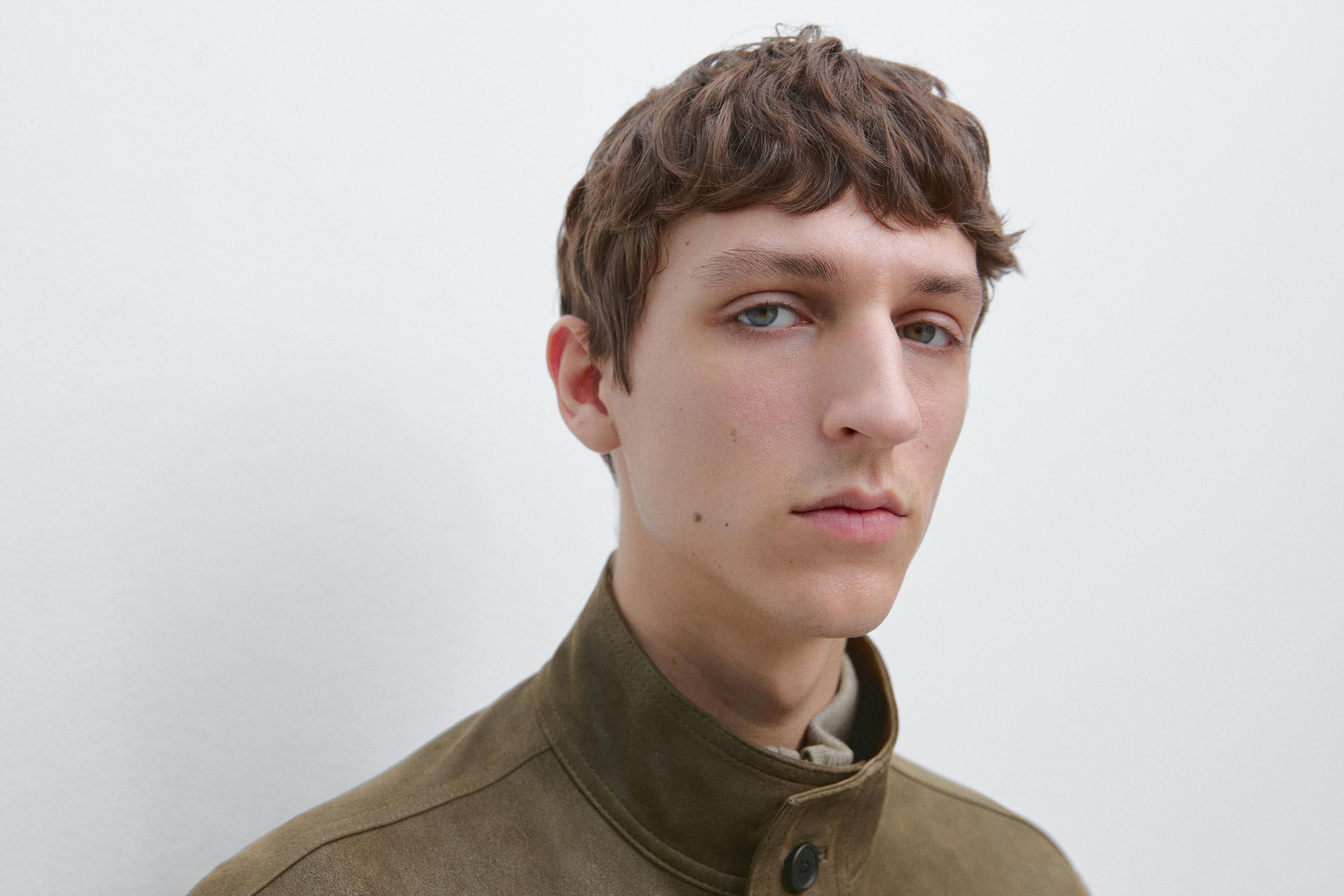 Distressed-effect goatskin leather jacket — KHAKI