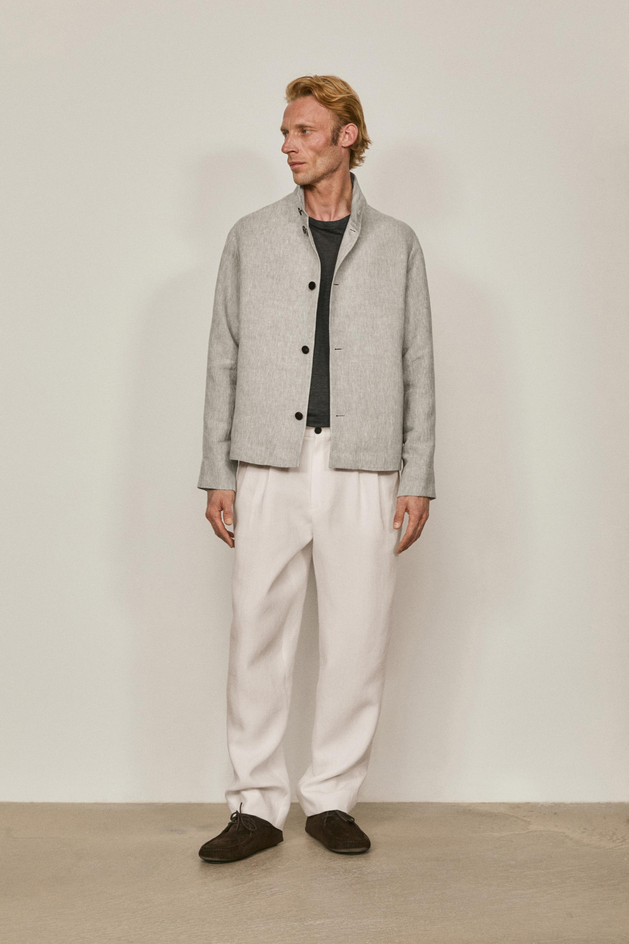 Total look linen bomber jacket - LIMITED EDITION — PEARL GREY