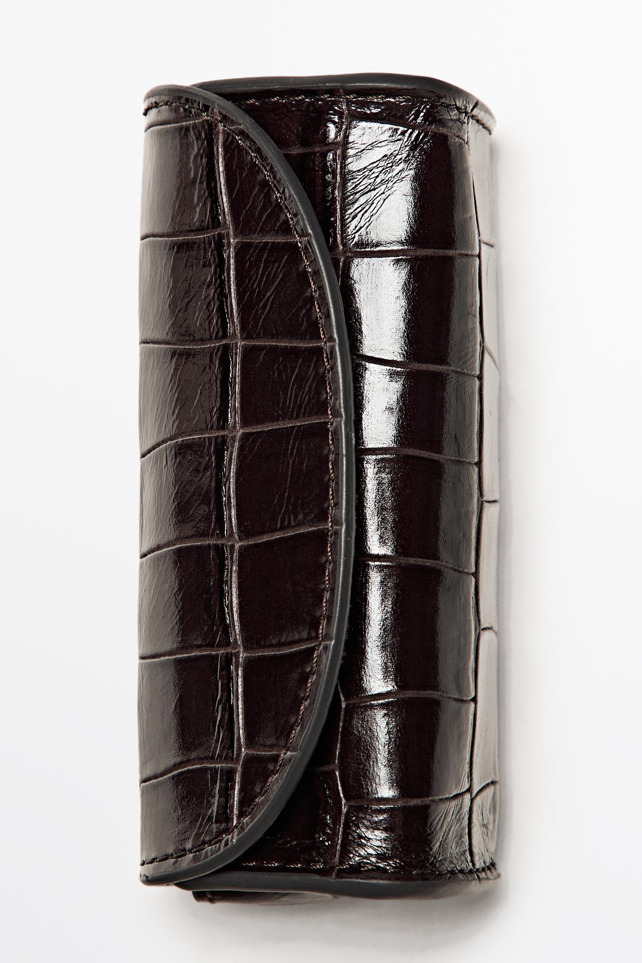 Nappa leather ring case with coco finish — Chocolate