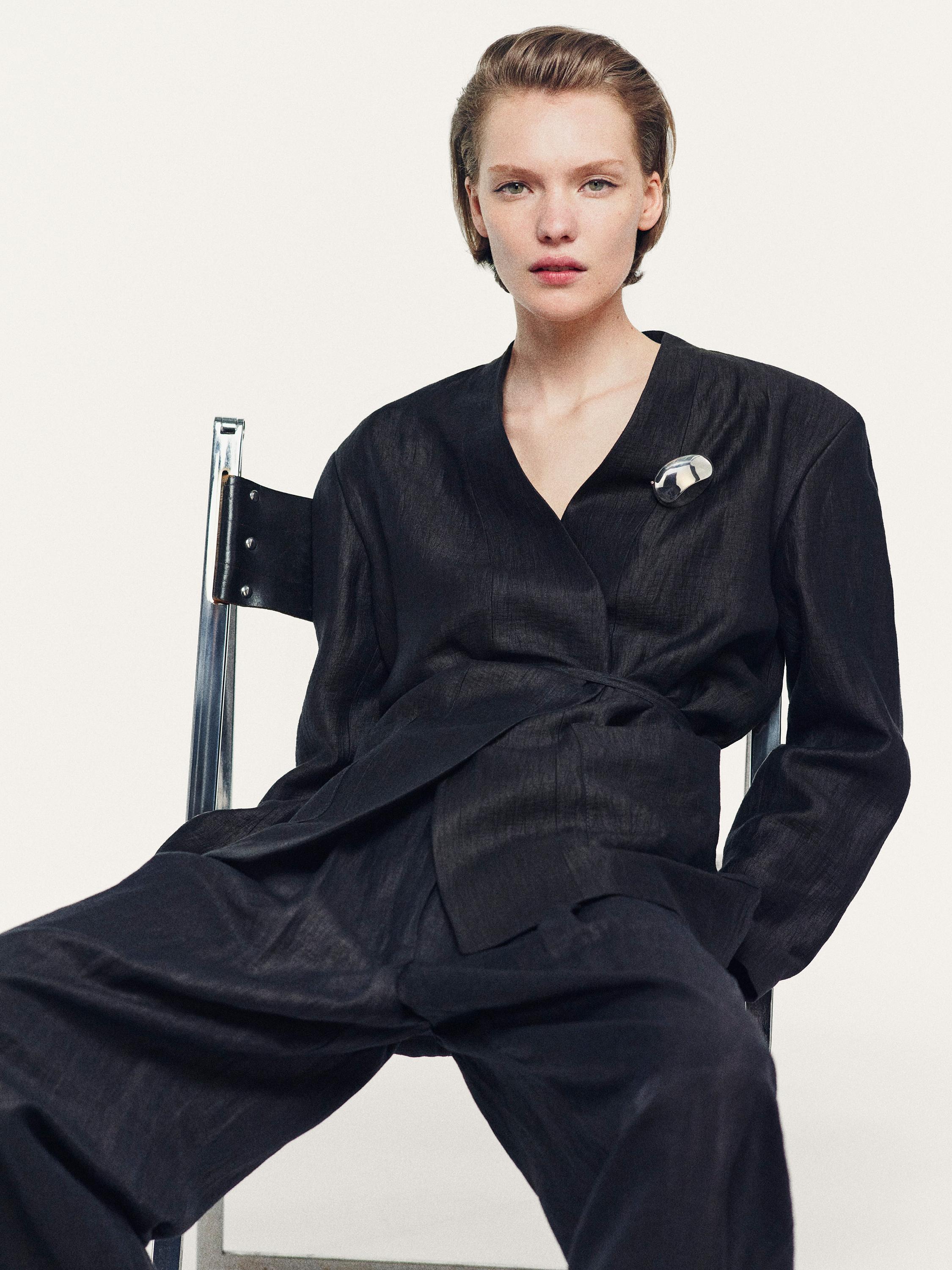 Кимоно из смесового льна с завязками