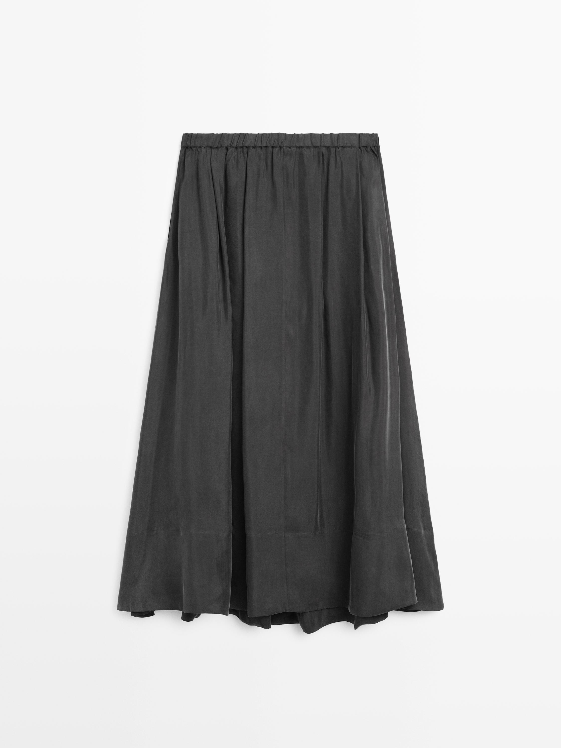 Falda midi punto evasé mezcla algodón