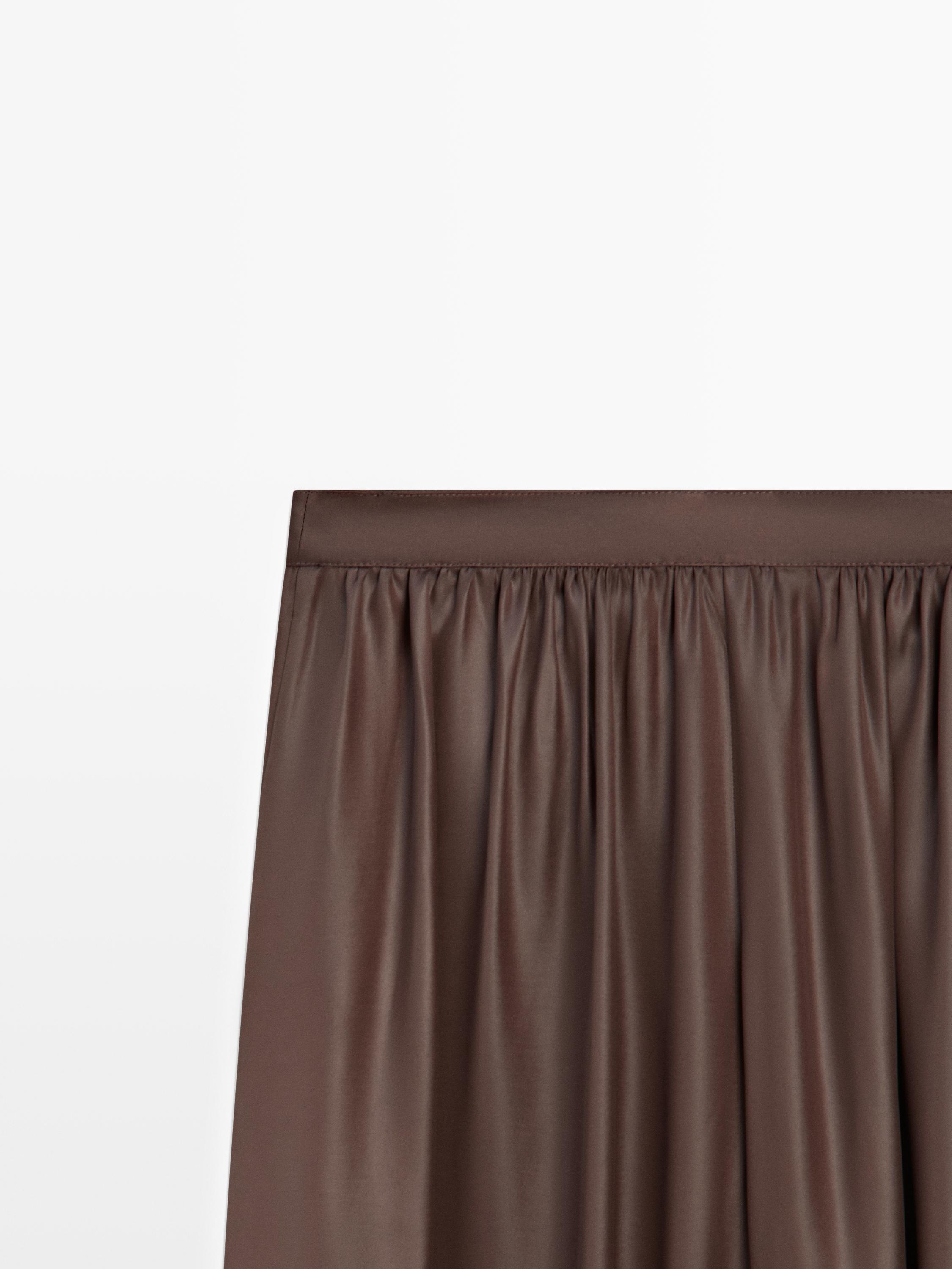 Flowing balloon fit satin trousers — BROWN
