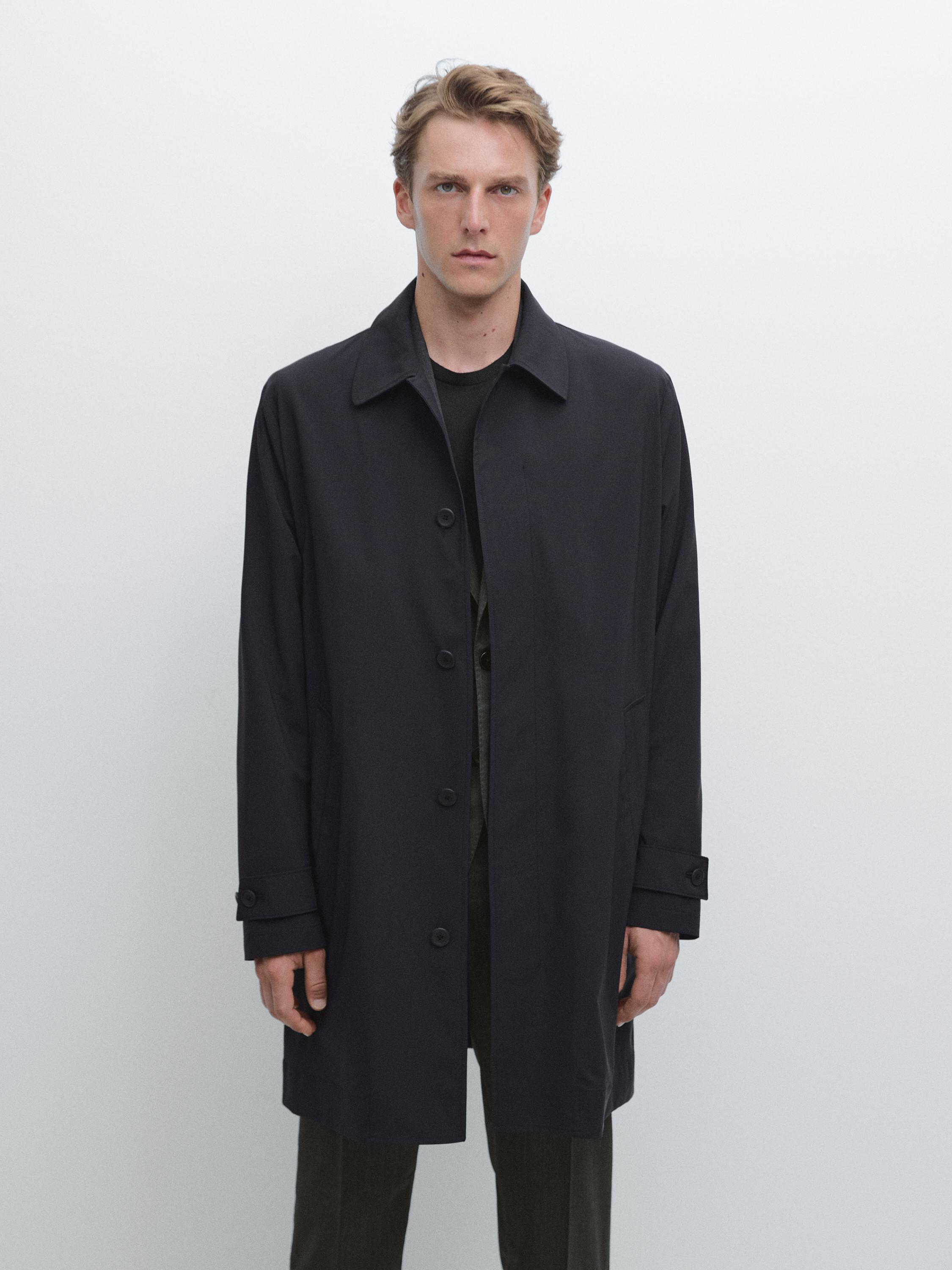 Lightweight trench coat with hidden buttons