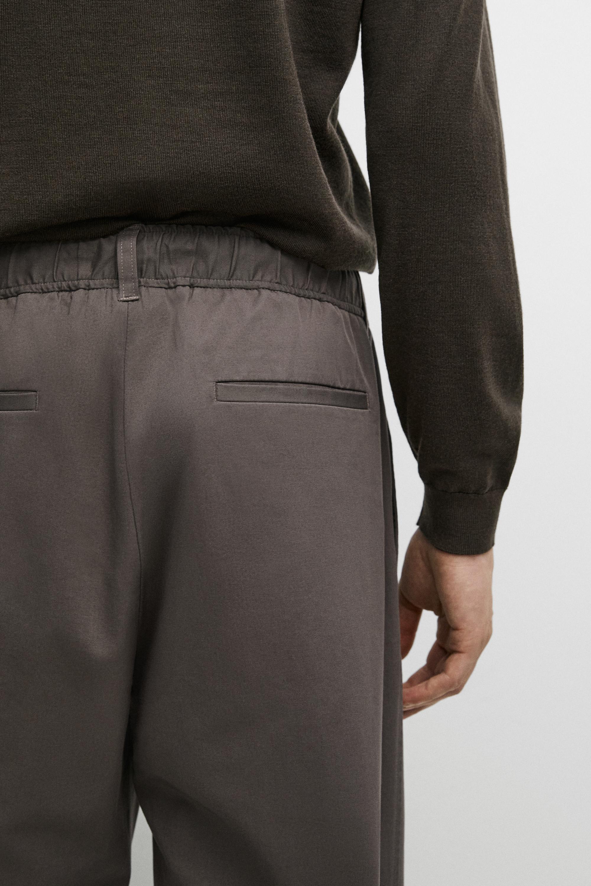 Cotton blend jogger fit pants — GREY