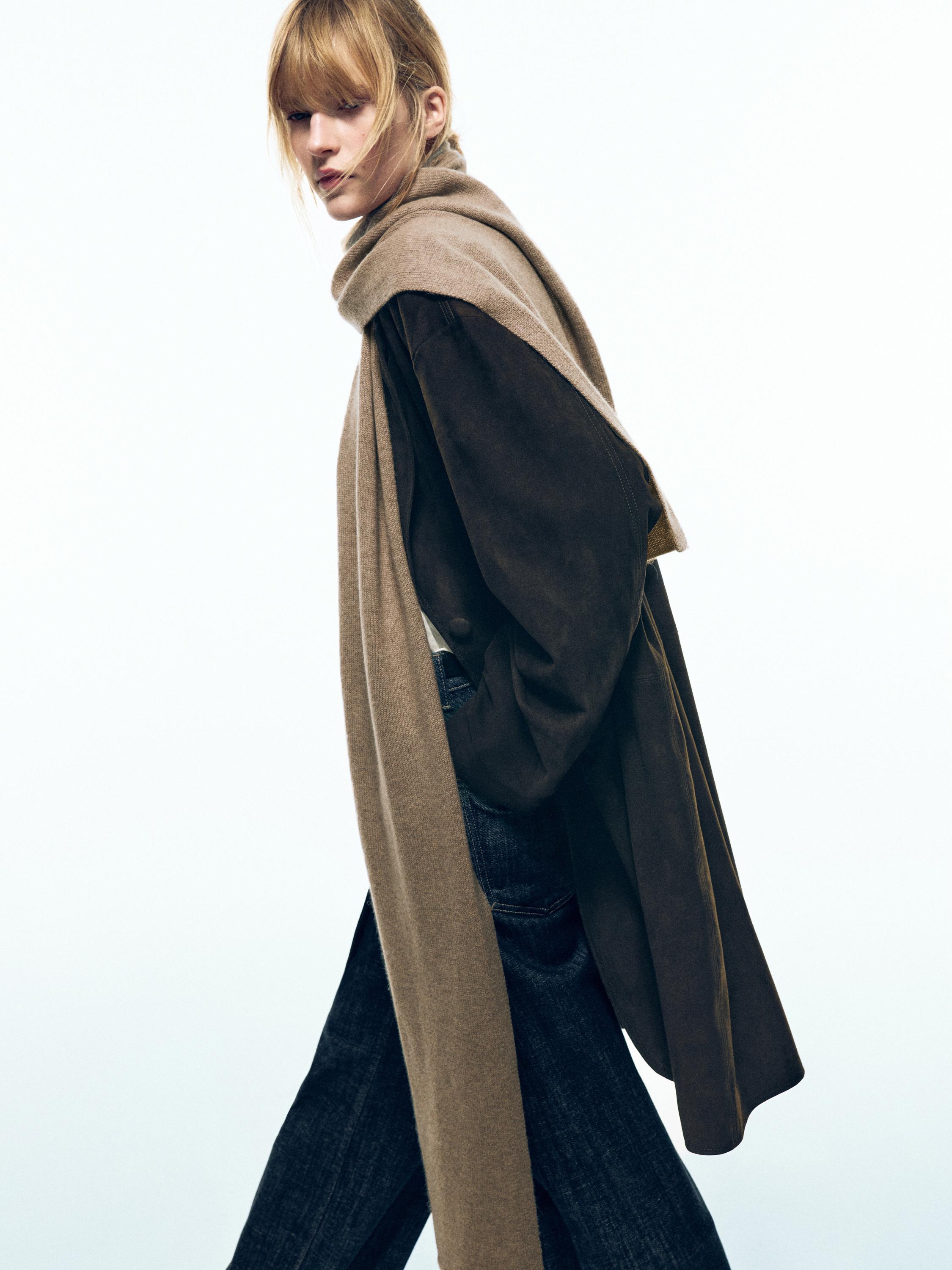 Long suede leather coat — BROWN