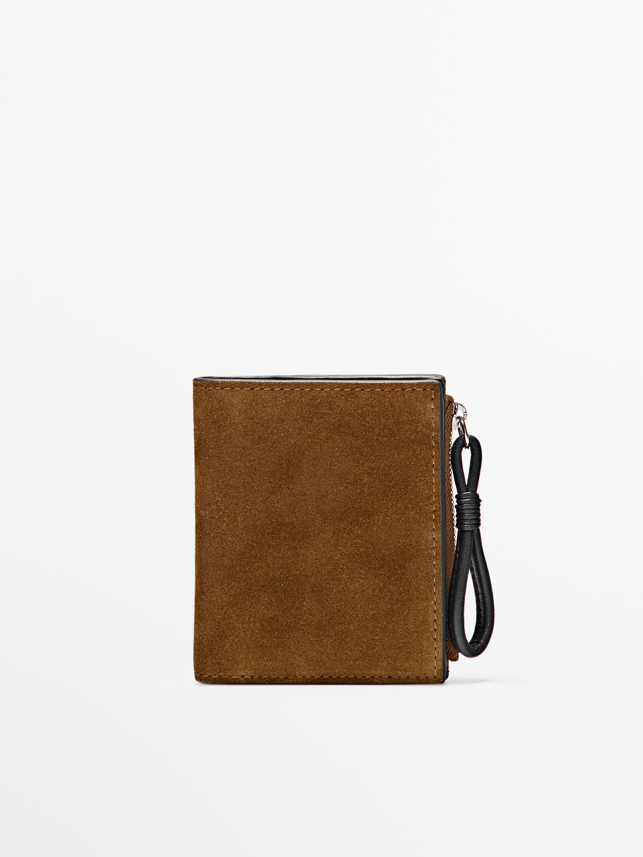 Brieftasche aus Rauleder mit Charm