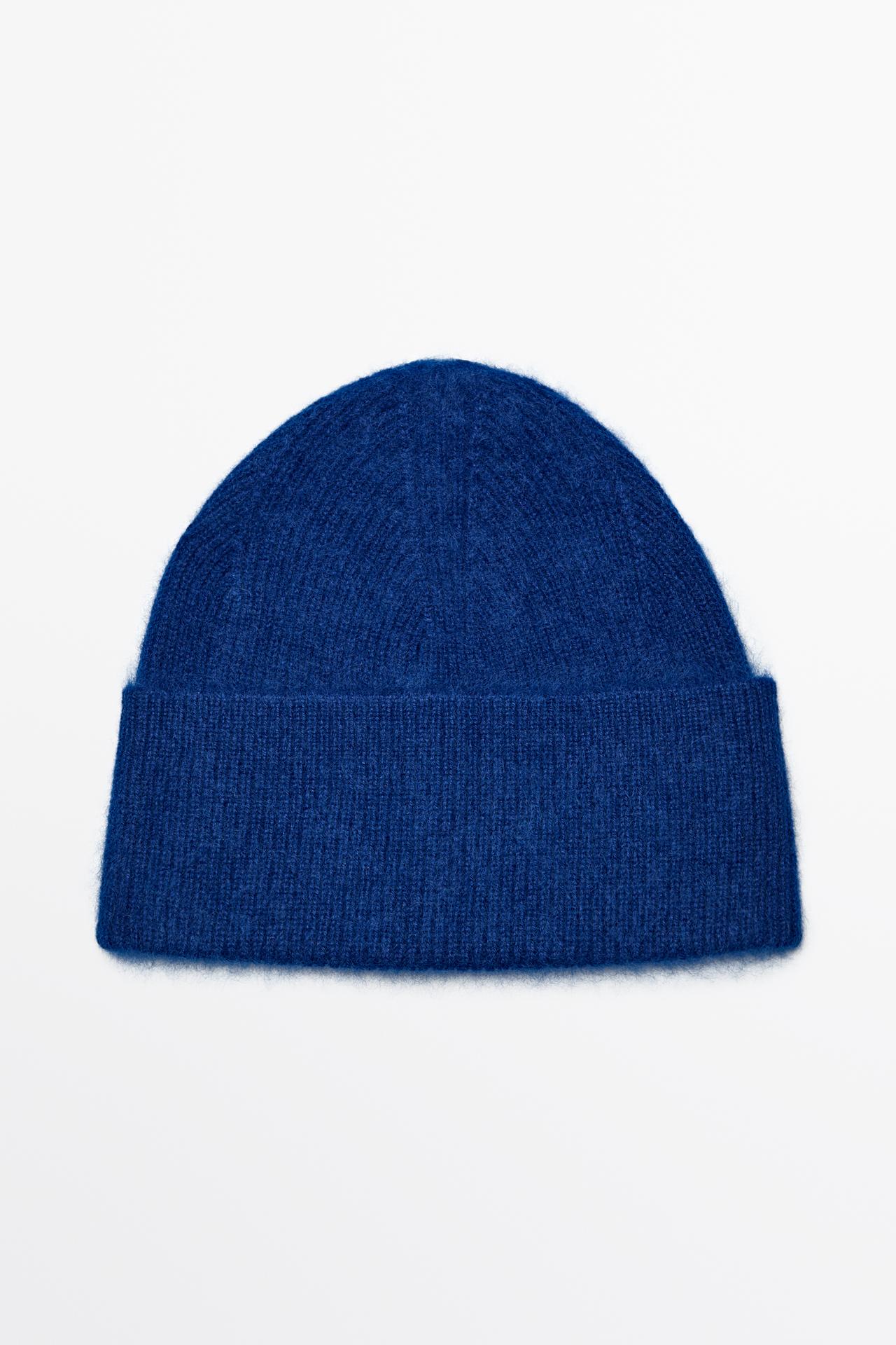 100% cashmere knit beanie — INK BLUE