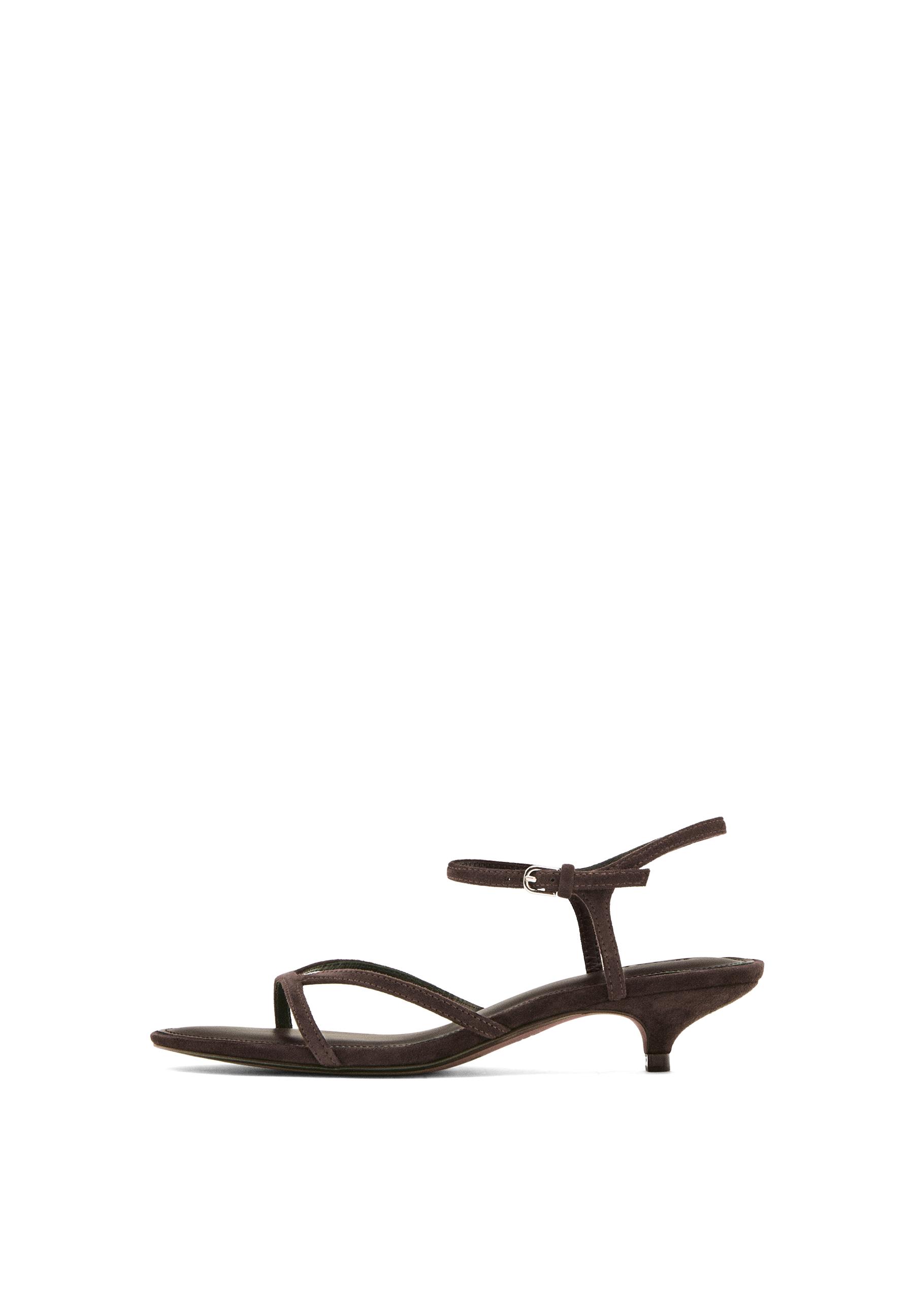 Leather low-heel sandals — BROWN