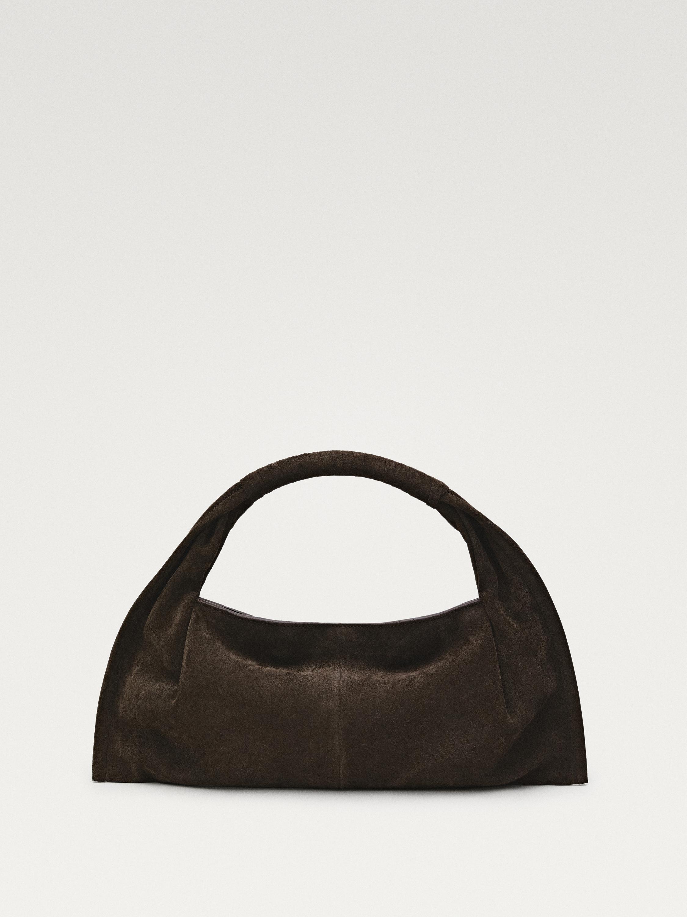 Split leather handbag