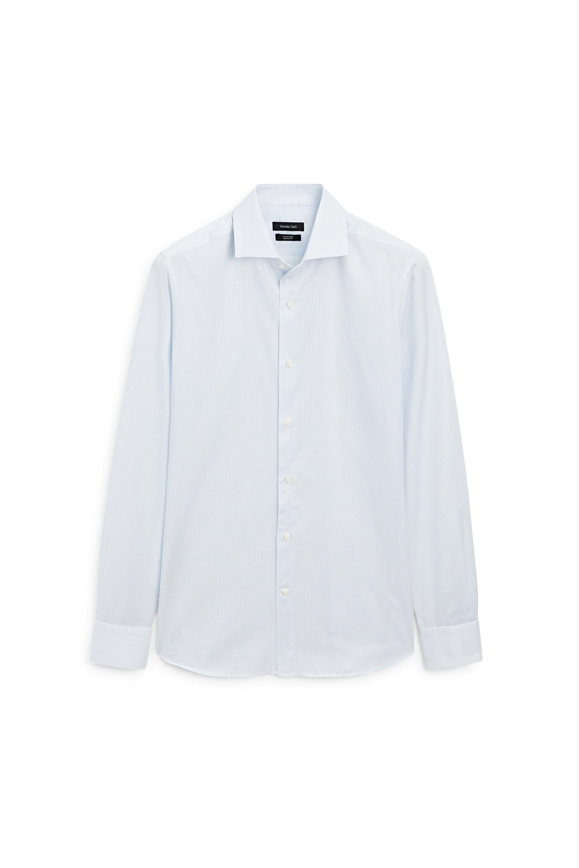 Slim fit 100% cotton double stripe shirt — Sky blue