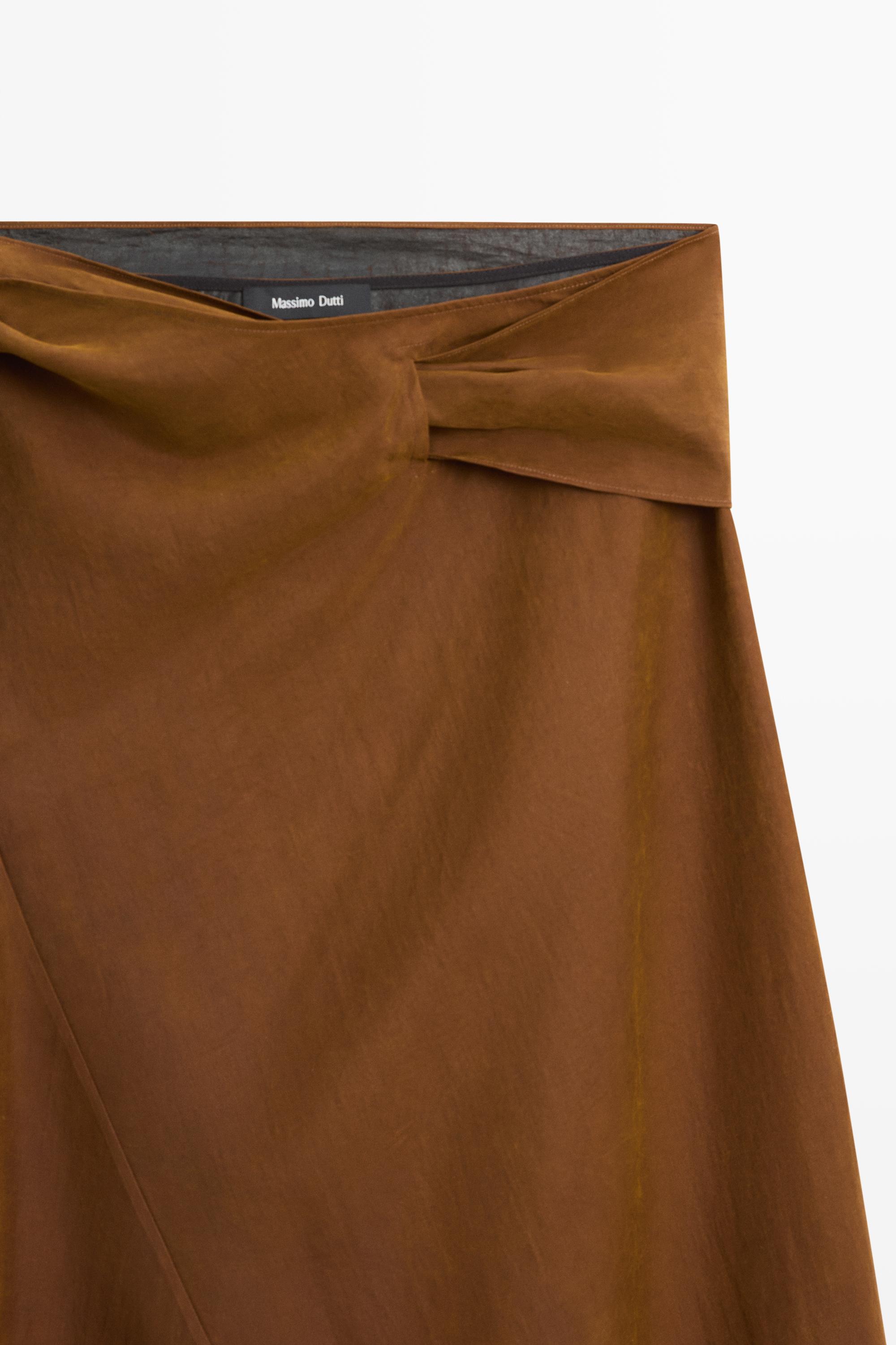 Midi skirt with pareo tie detail — BEIGE
