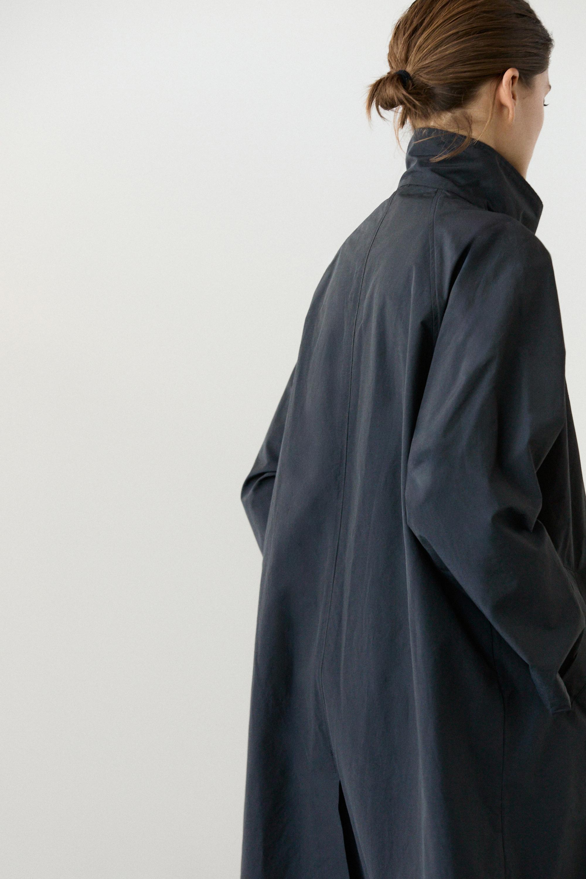 High neck technical trench coat — DARK NAVY