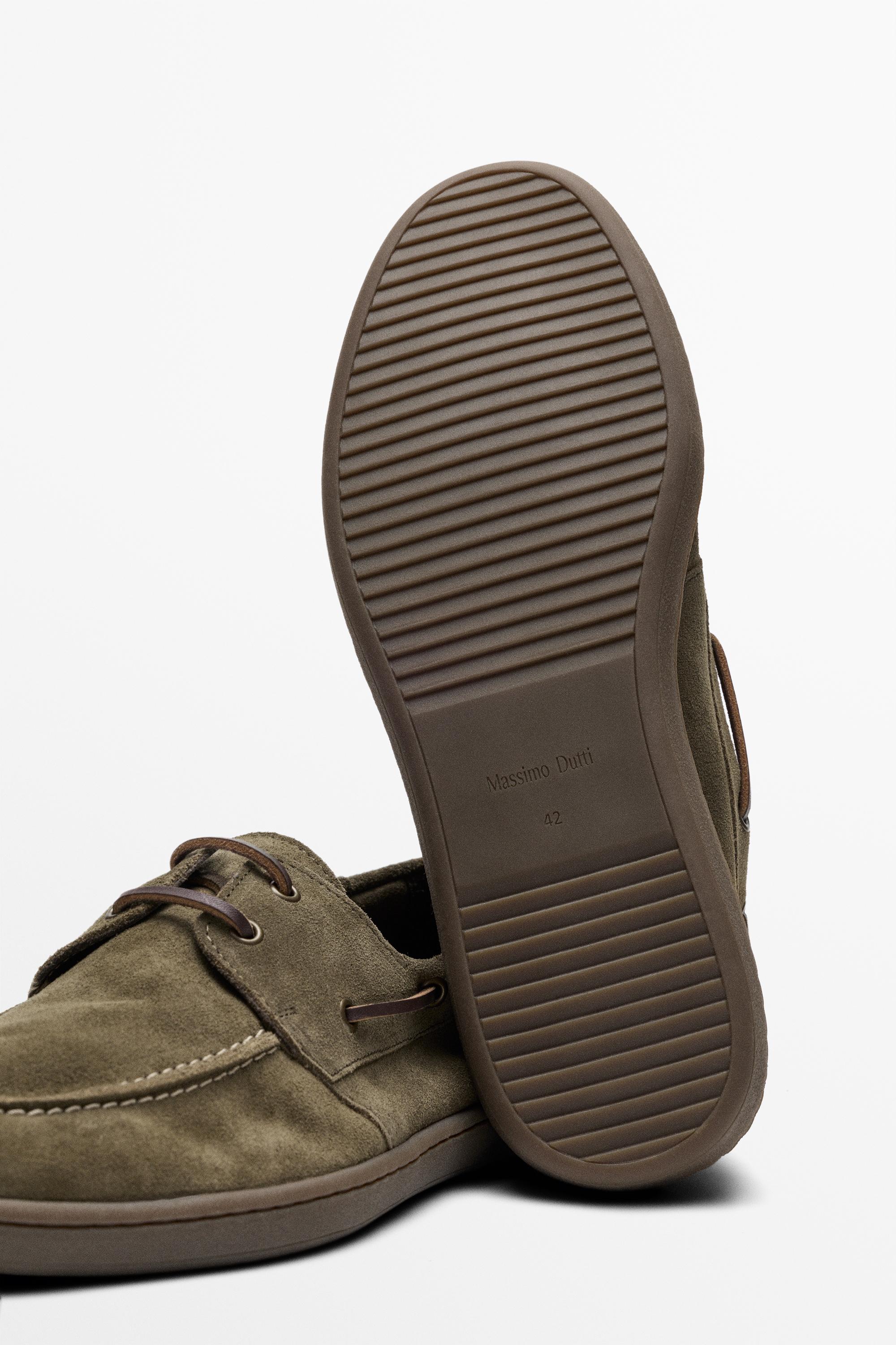 Soft leather boat shoe — KHAKI