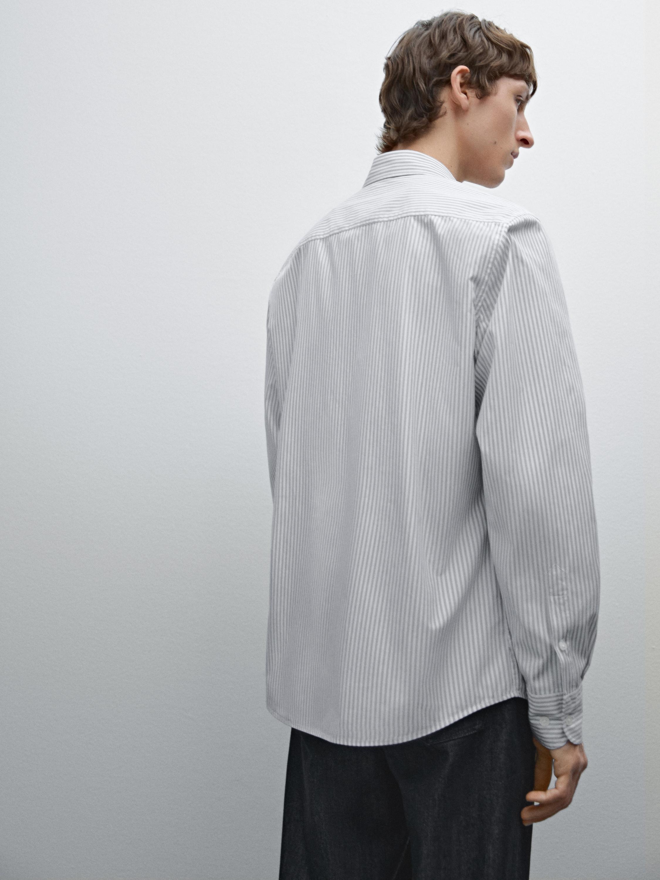 100% cotton regular fit double-stripe shirt