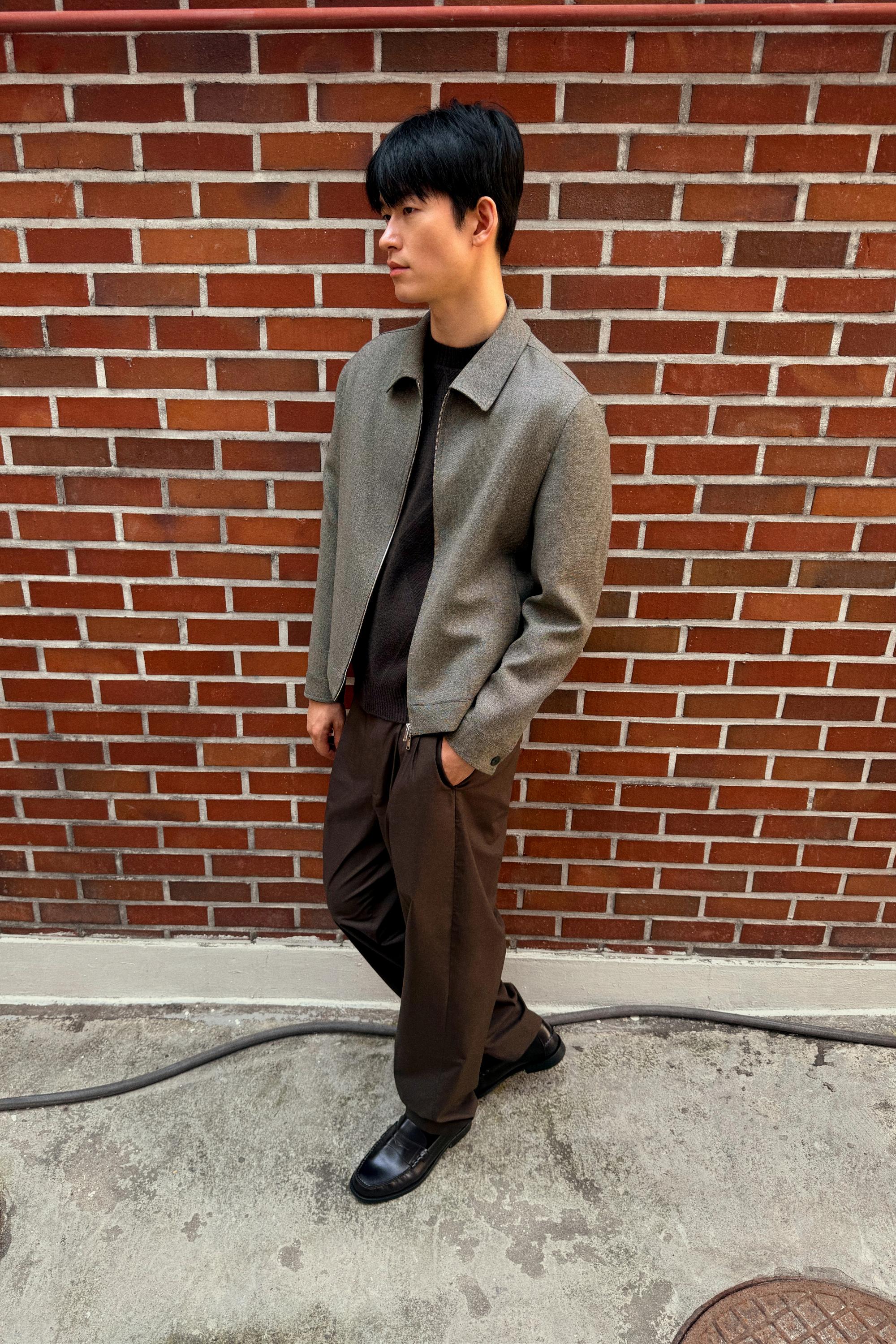 100% wool structured jacket — Greyish green