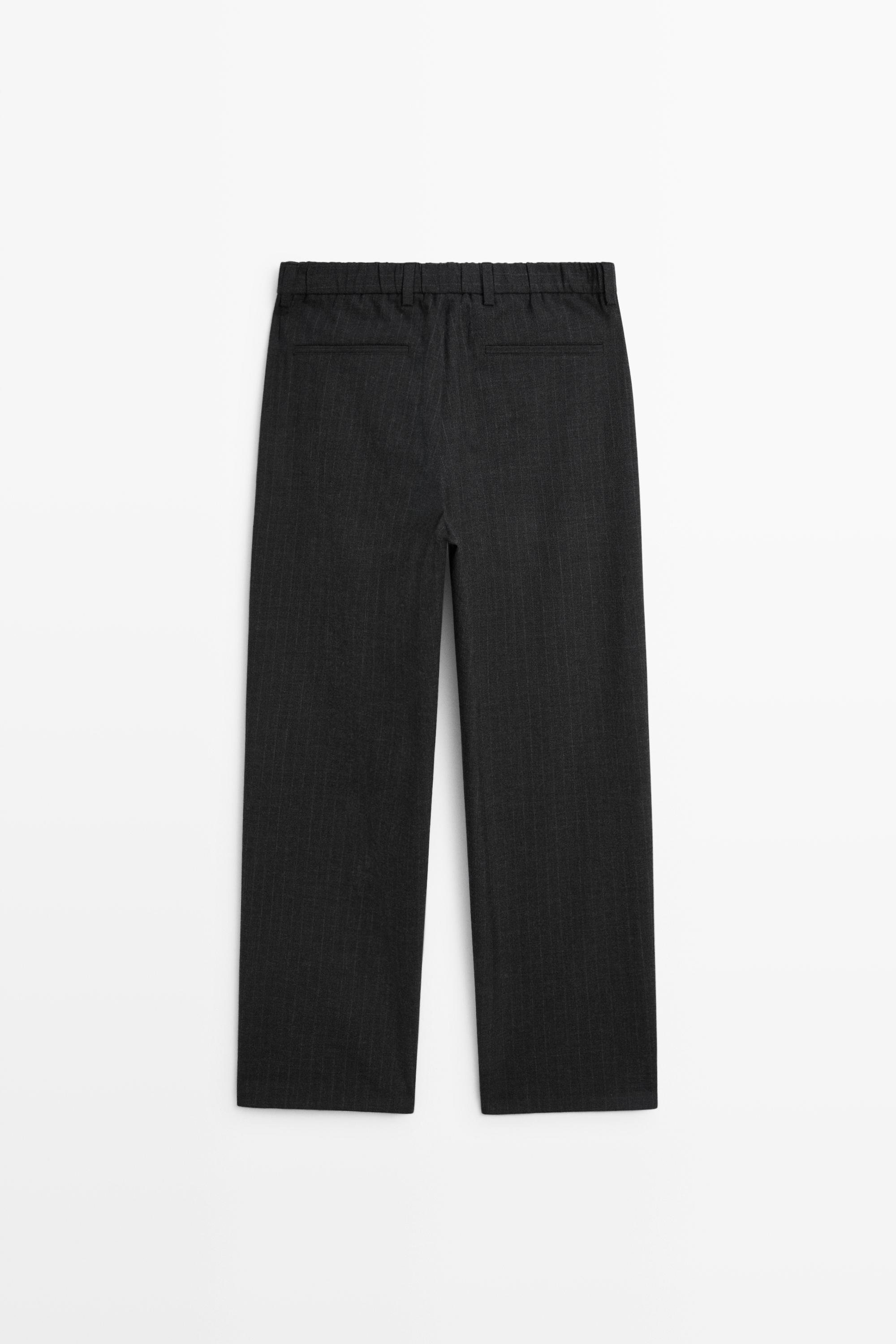 100% wool striped relaxed fit trousers — ANTHRACITE GREY