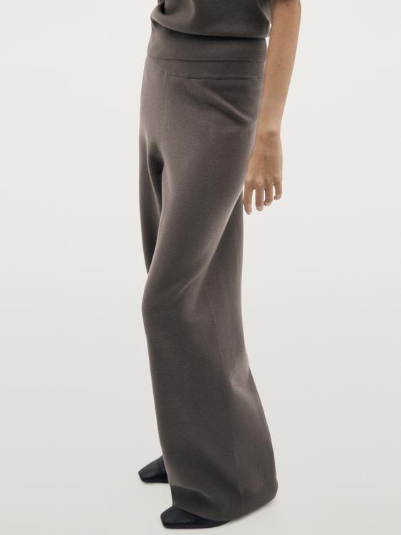 Fitilli detaylı triko pantolon