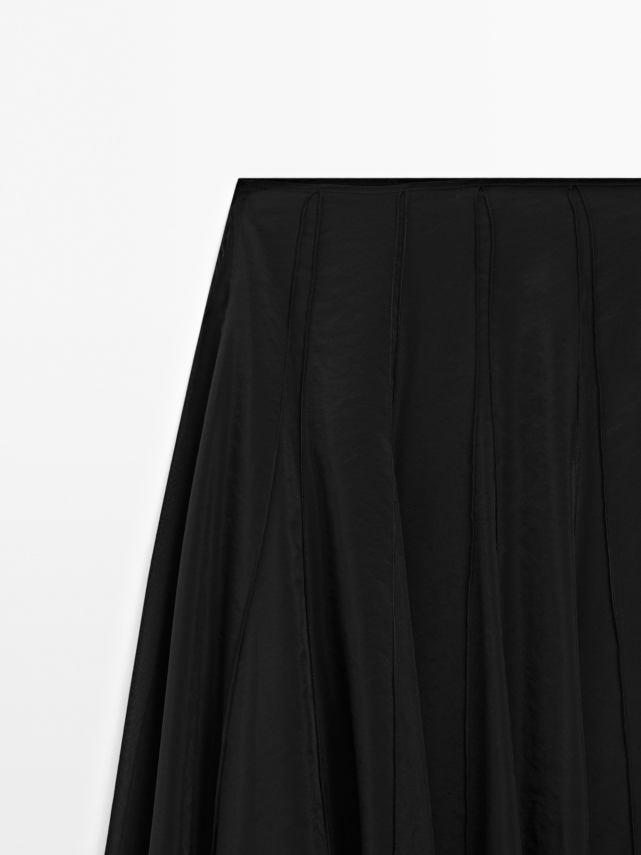 Long flounce godet skirt