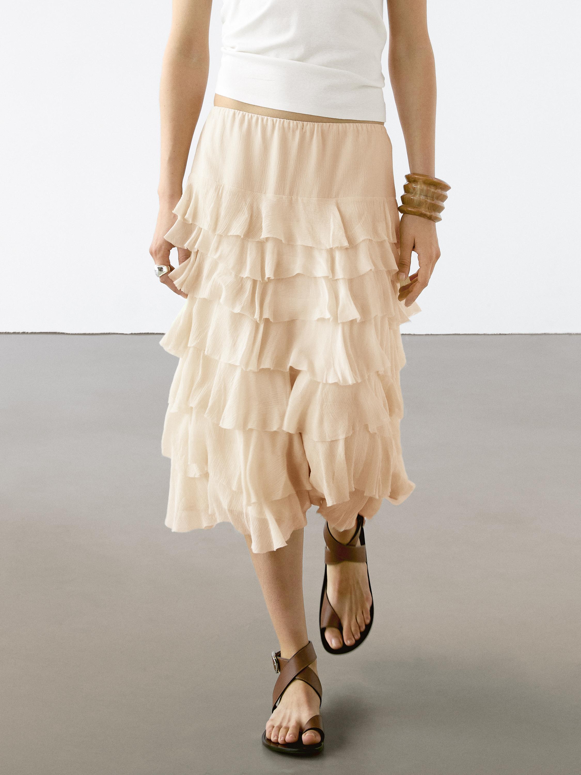 Ruffled midi skirt