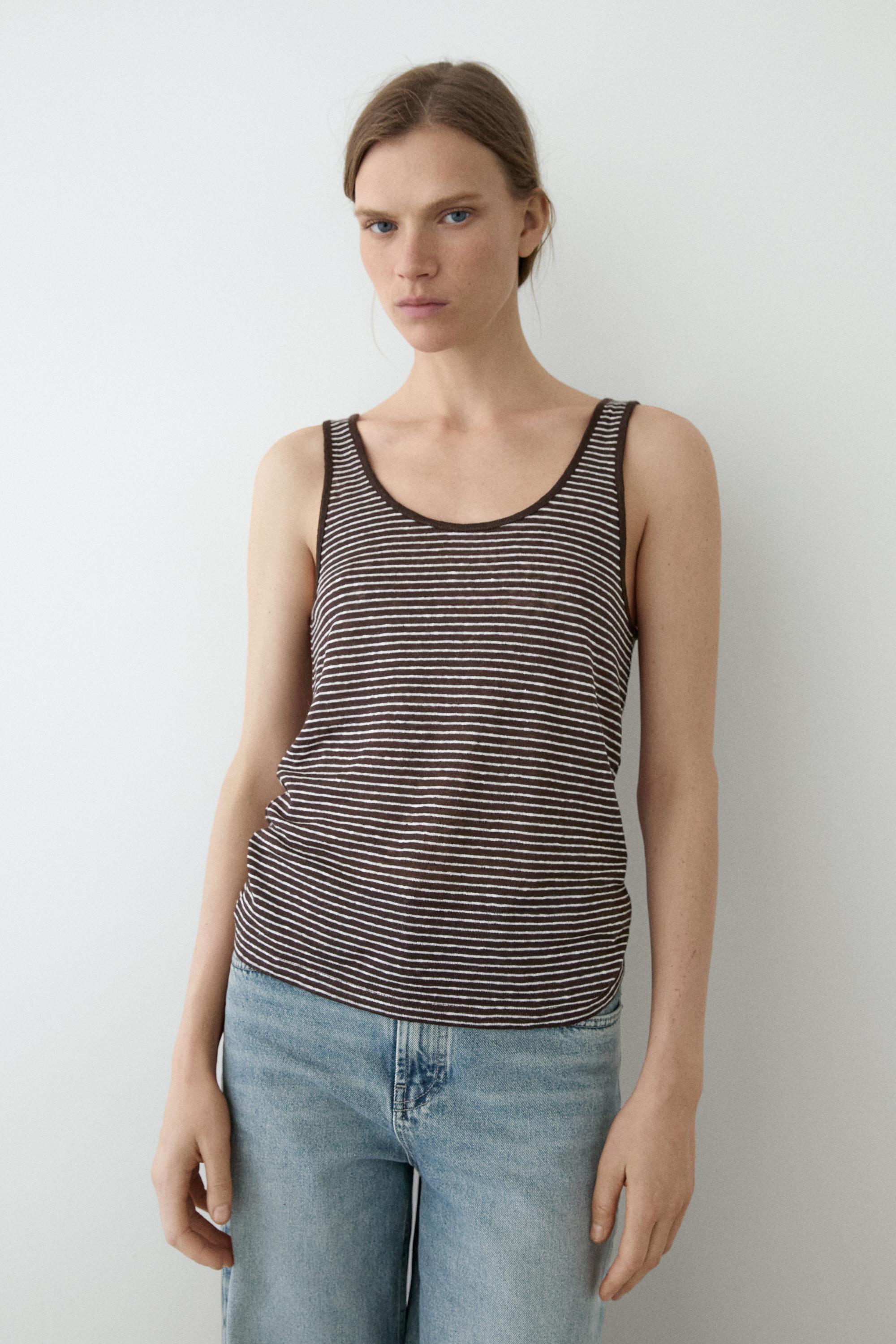 Débardeur rayé en lin