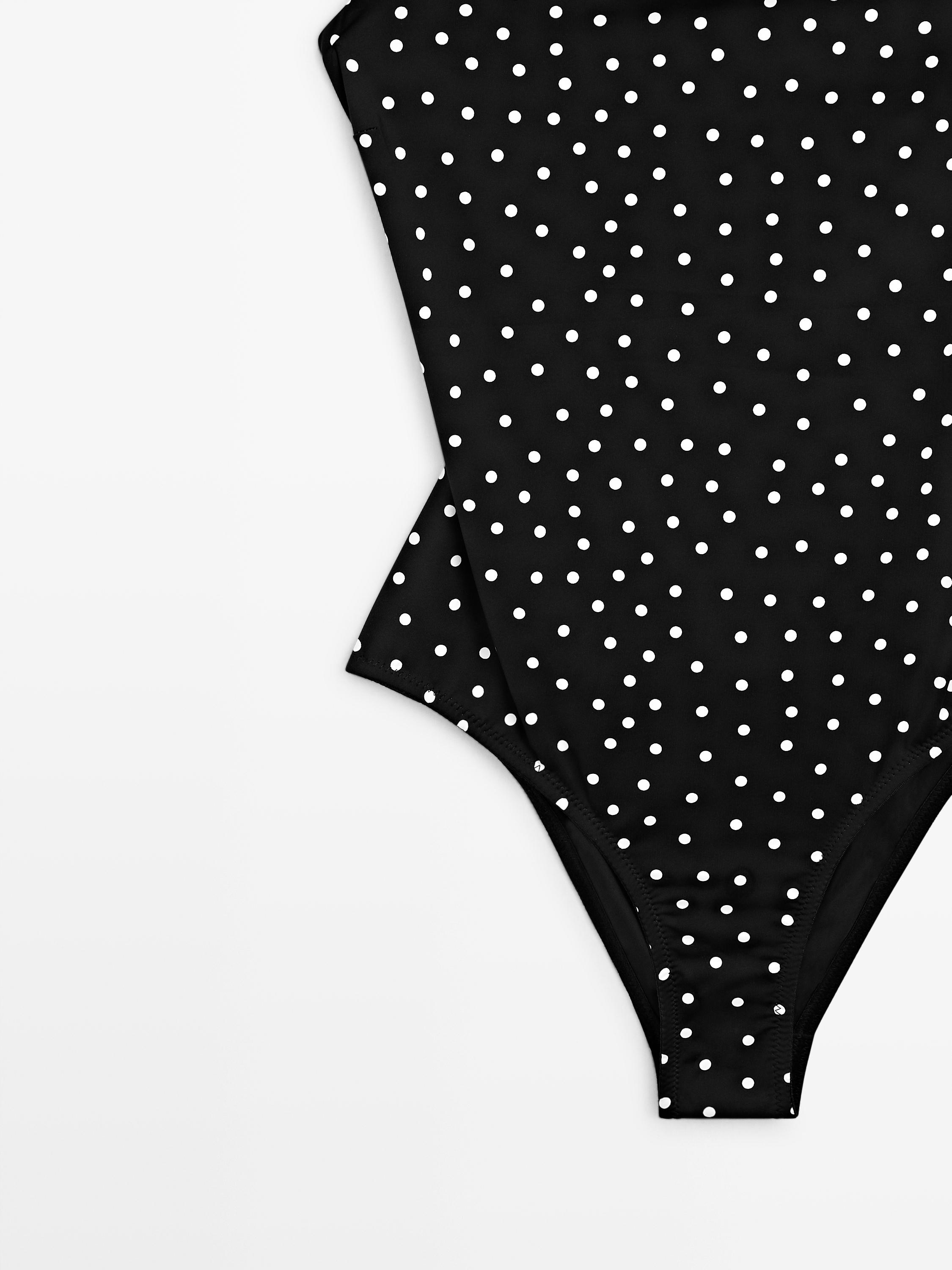 Polka dot print swimsuit — BLACK