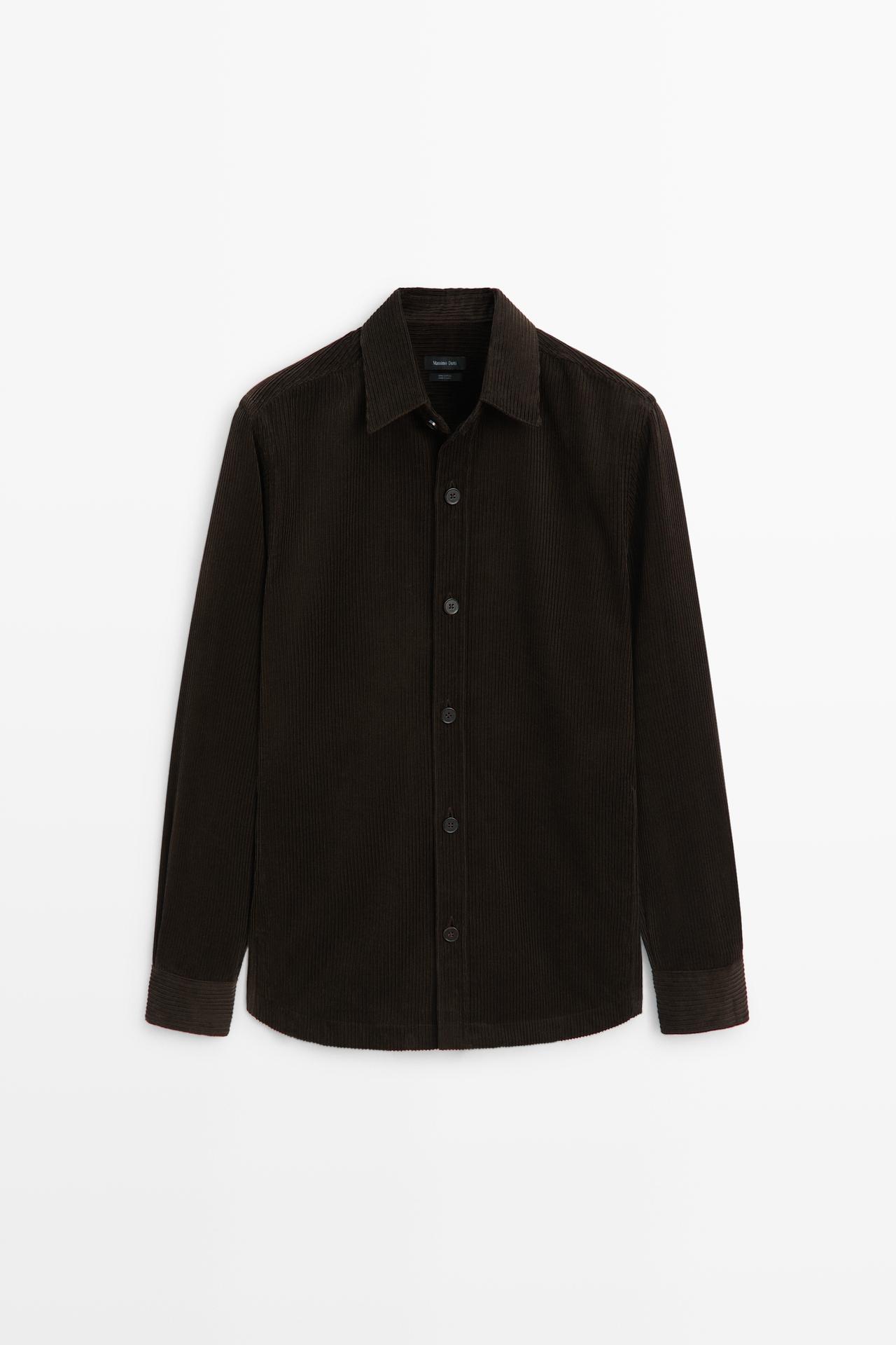 100% cotton corduroy overshirt — BROWN