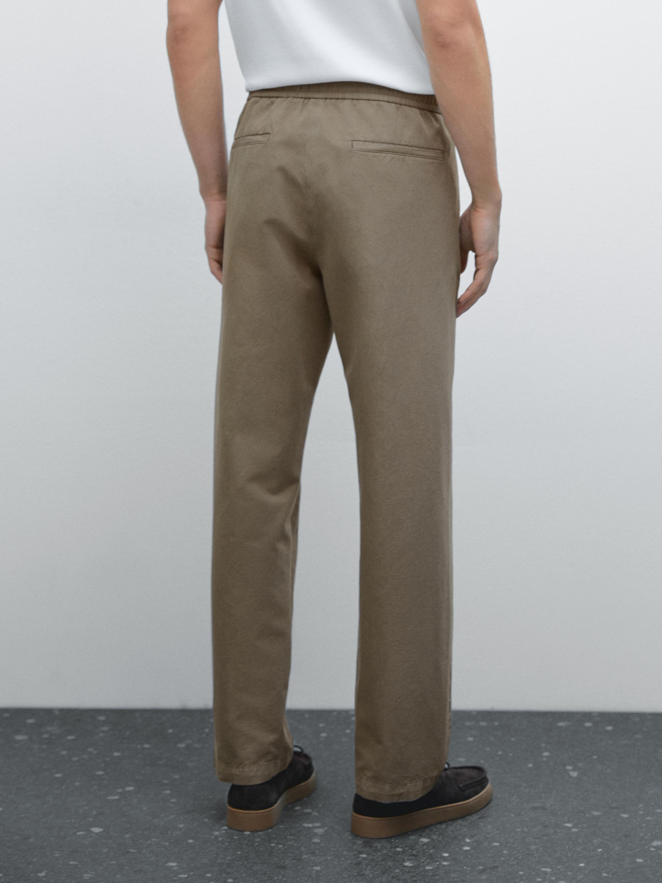 Cotton blend jogger fit trousers