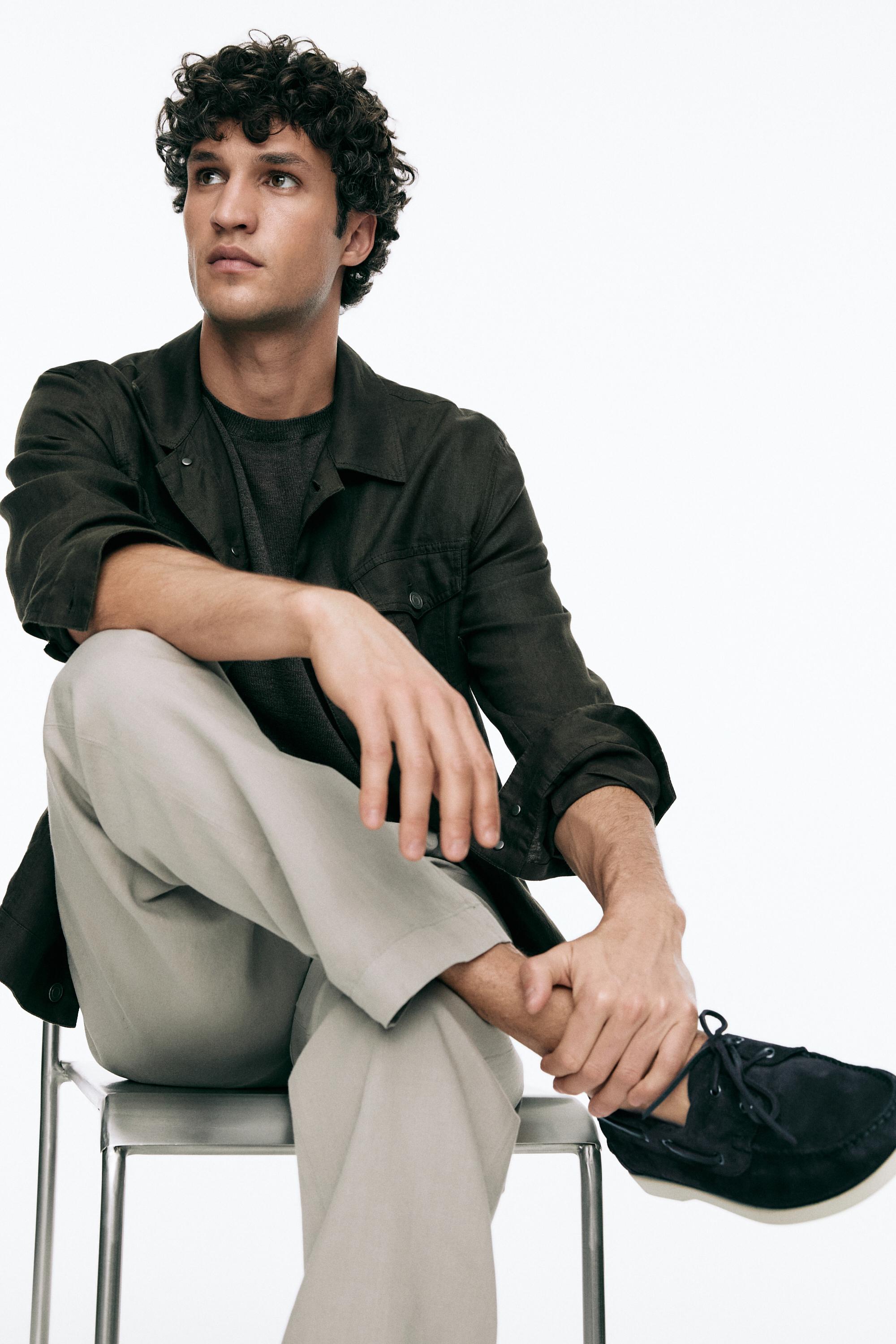 Leather deck shoes — Dark blue