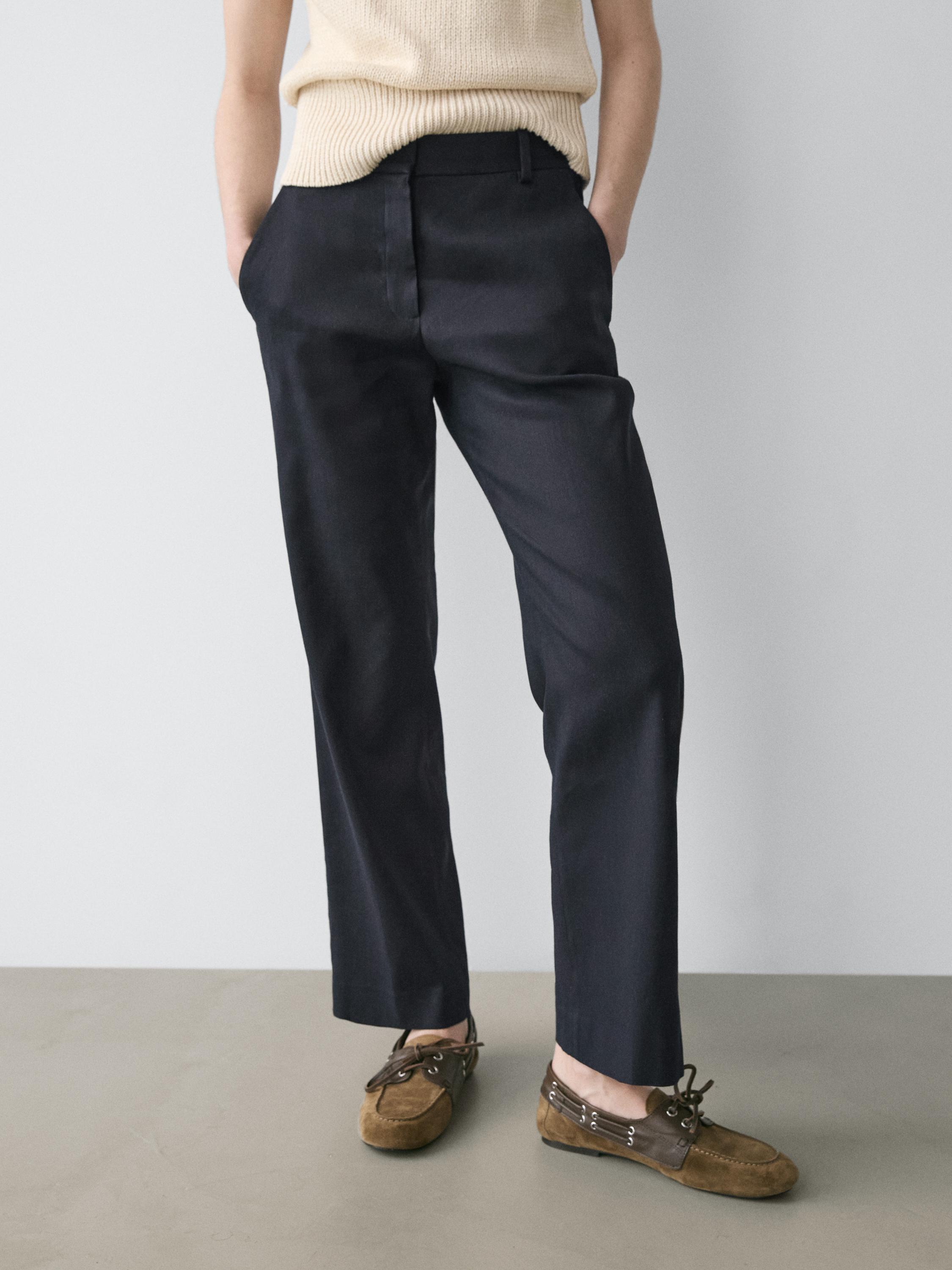 pantalon droit  en lin