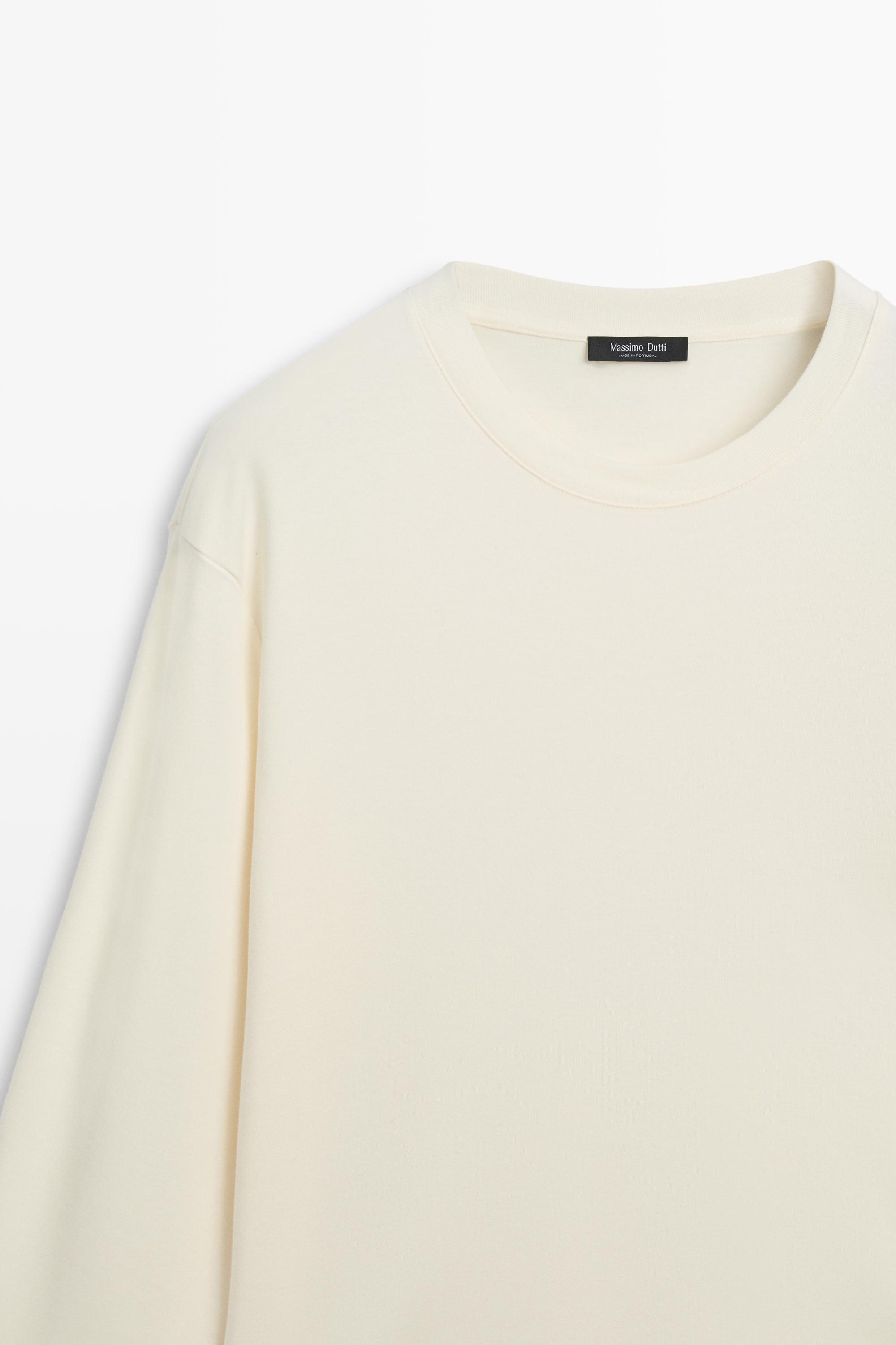 100% cotton long sleeve T-shirt — Vanilla