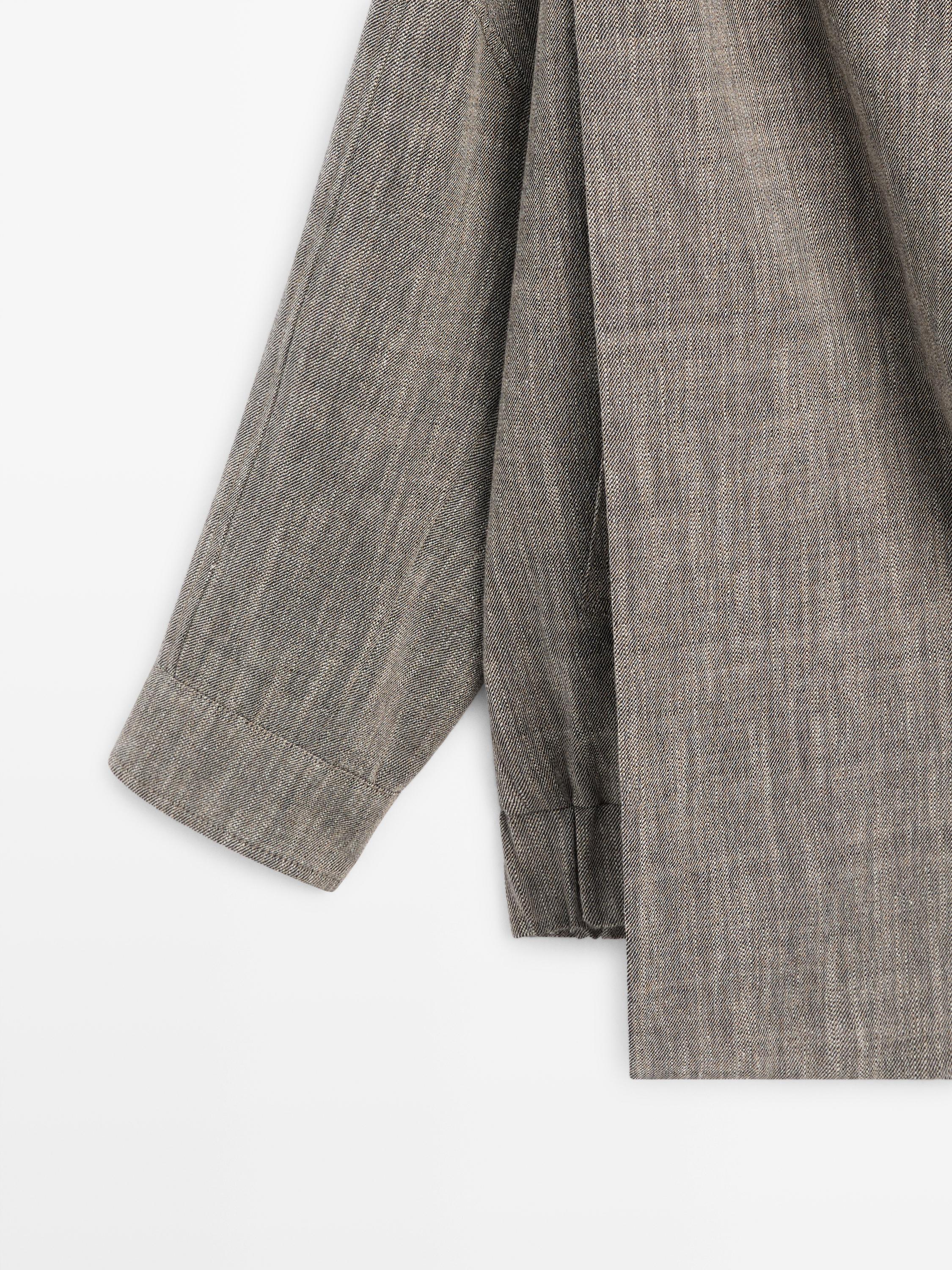 Flecked bomber jacket with scarf — GREY