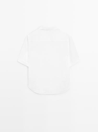 Short sleeve linen polo shirt — WHITE 6