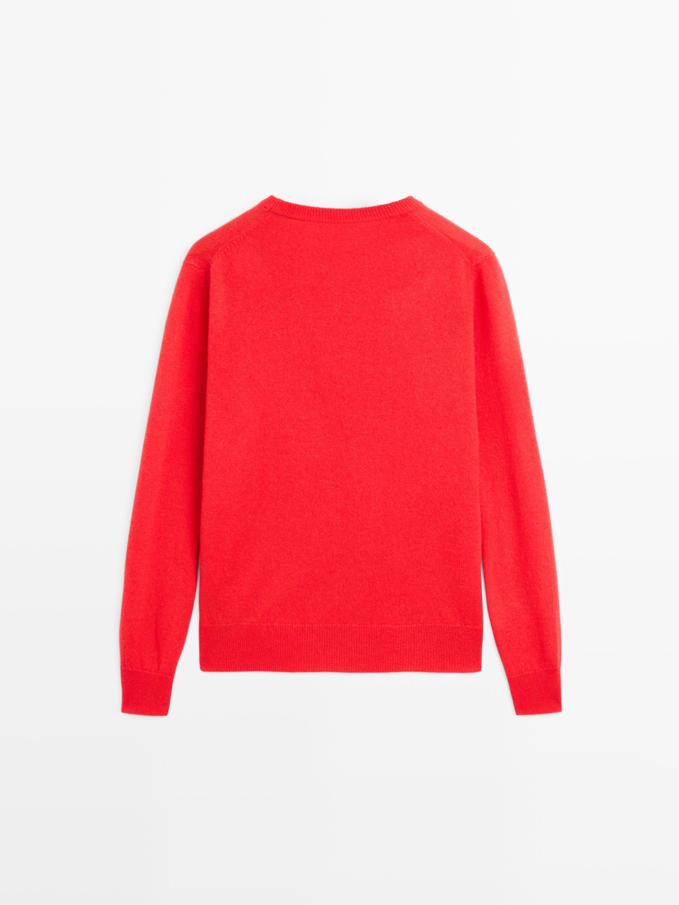 100% cashmere long sleeve sweater — ORANGE
