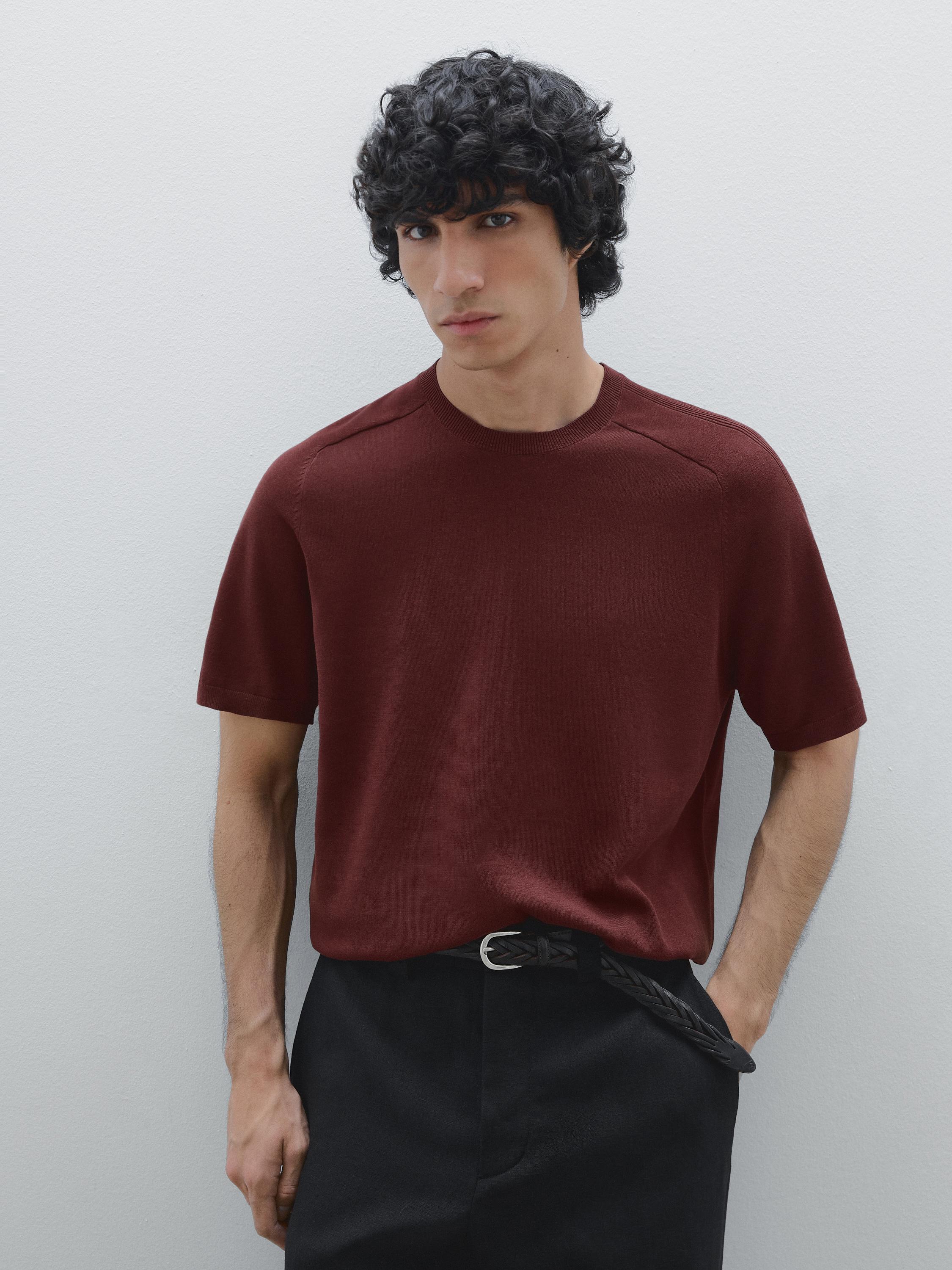 سويتر قطن محاك بأكمام قصيرة