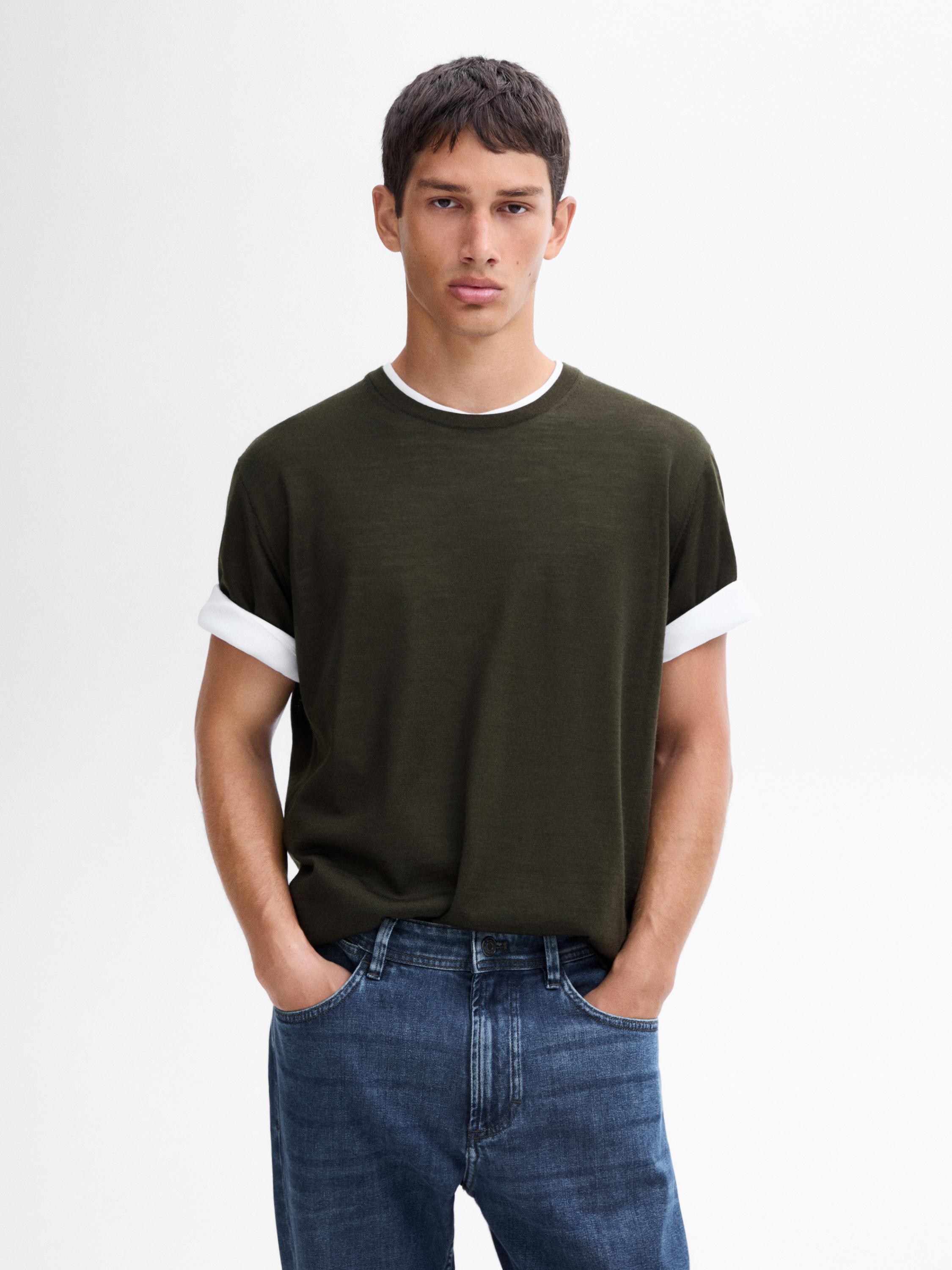 T-shirt en maille de laine mélangée