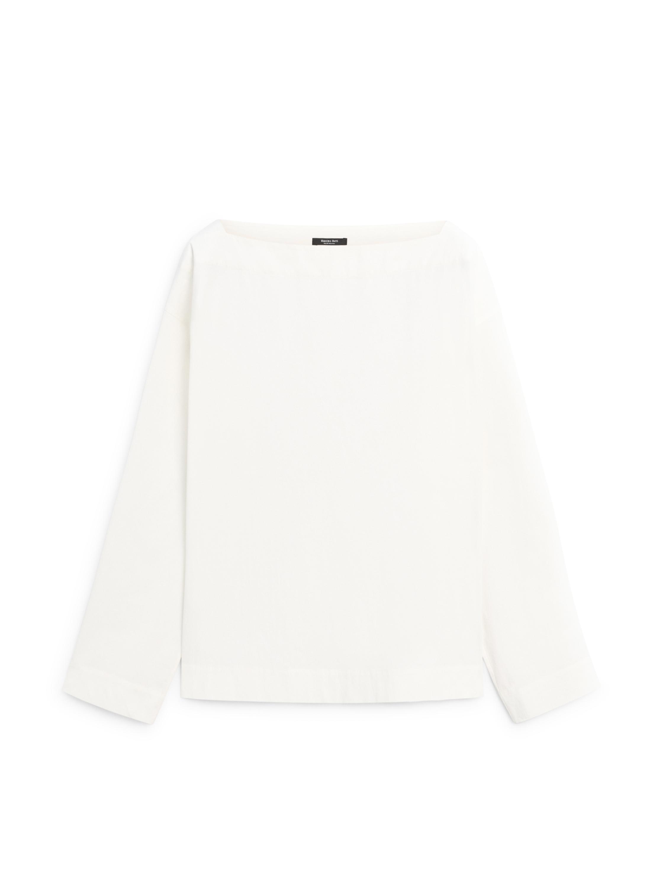Poplin boat neck blouse — WHITE