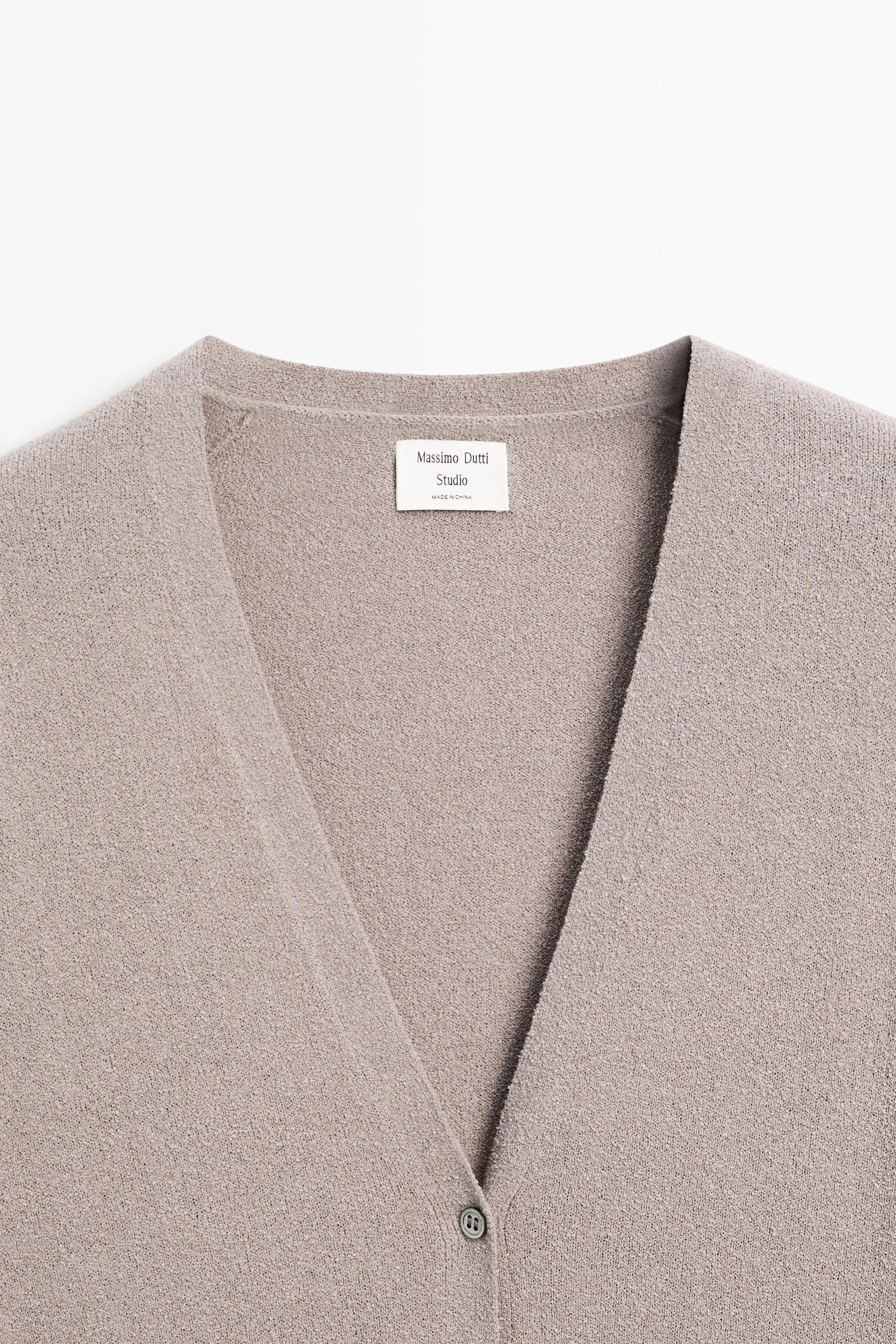 STUDIO V-neck knit cardigan — MOLE BROWN