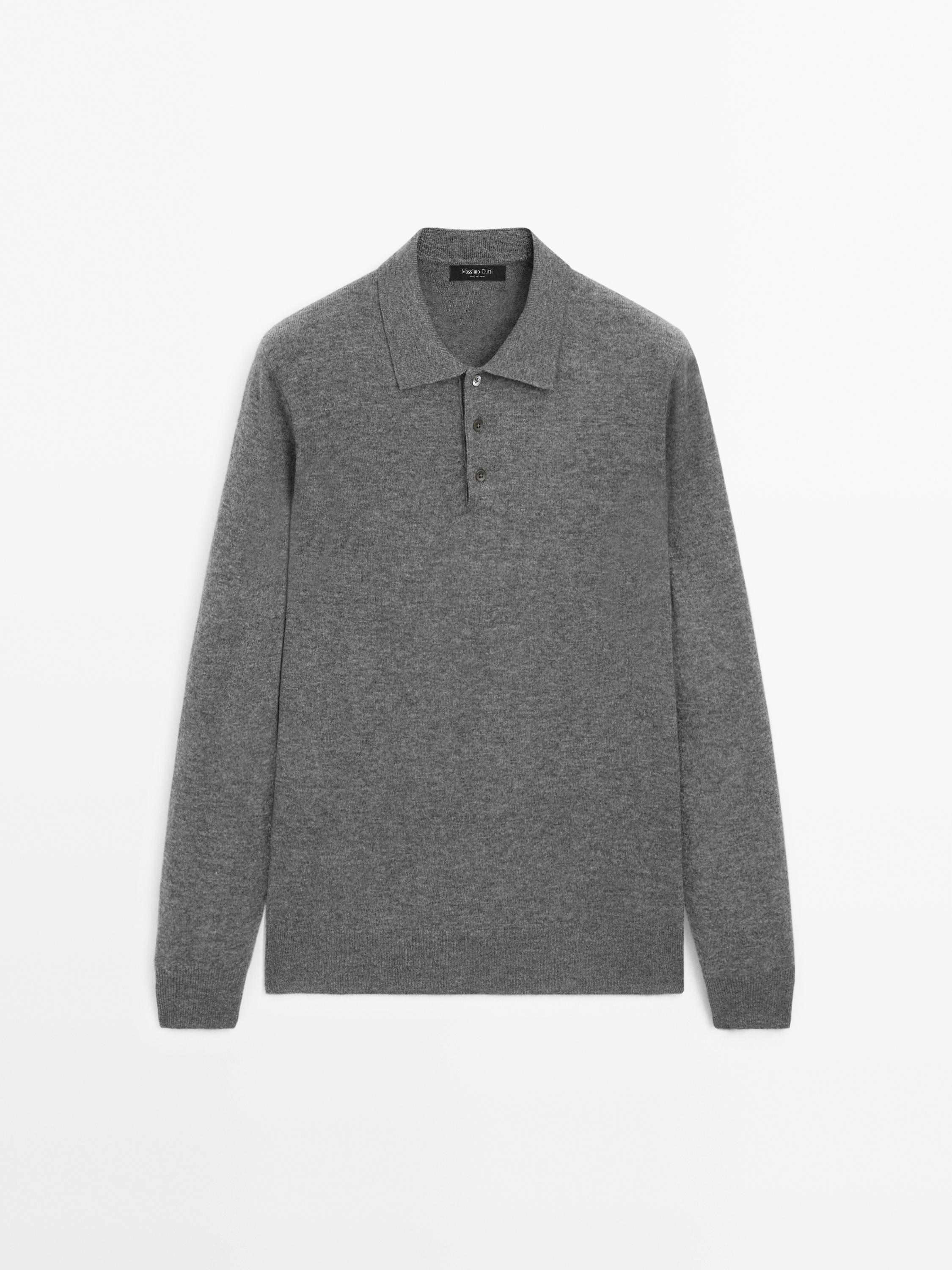 Wool blend knit polo jumper