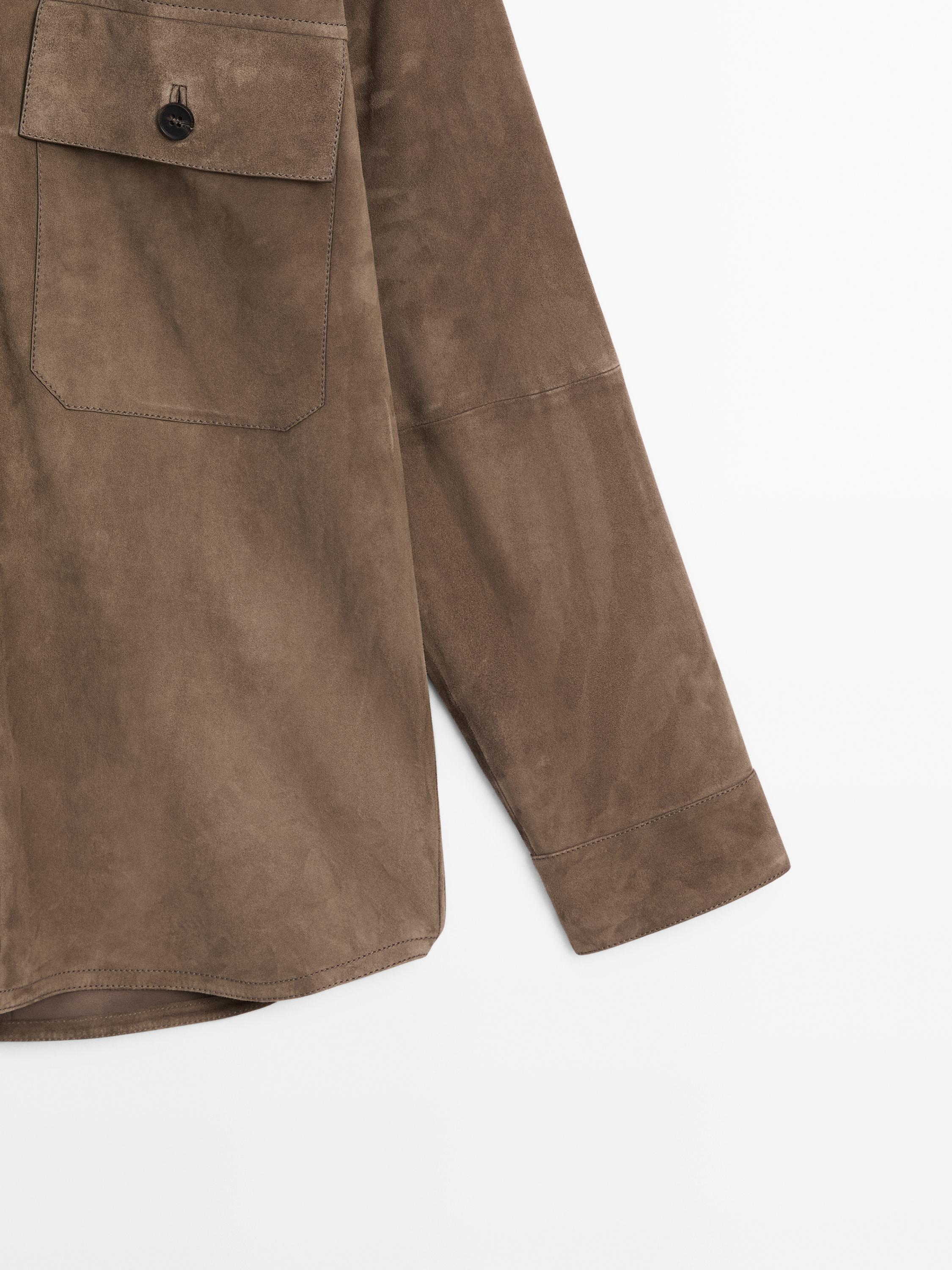 Suede overshirt with chest pockets