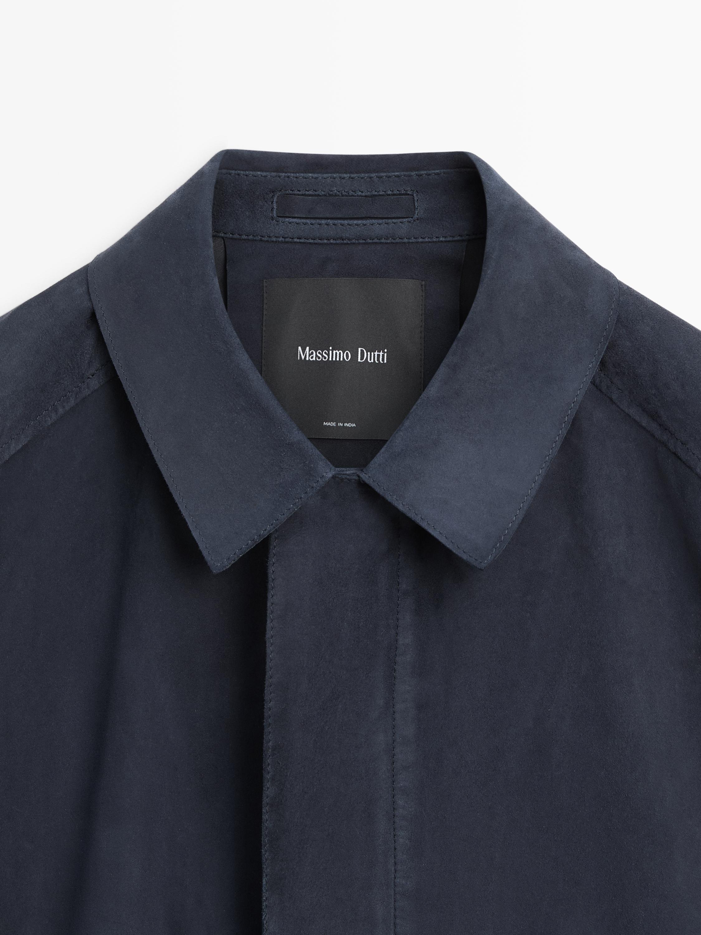 Suede leather jacket with pockets — BLUE
